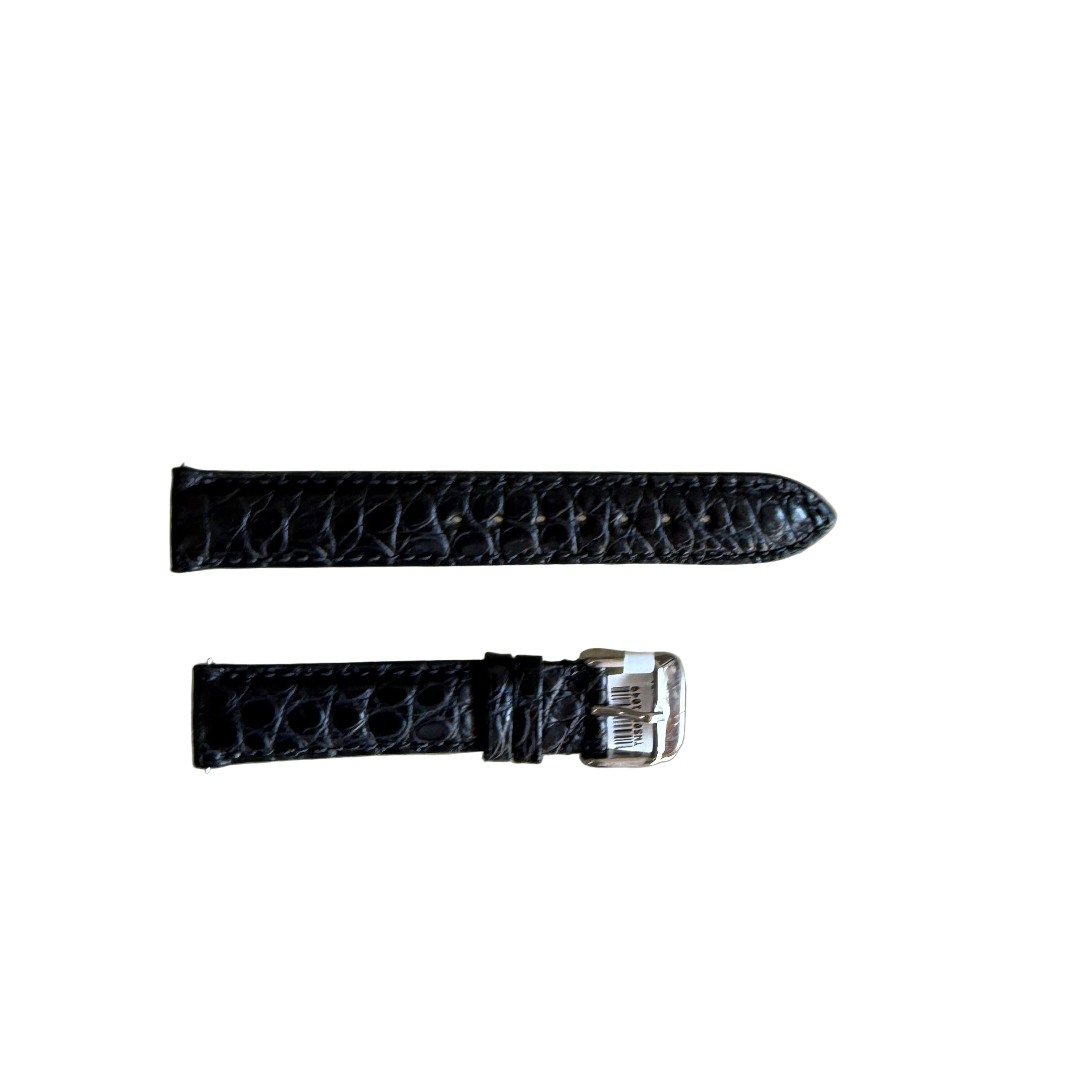 Genuine Alligator Black Watch Strap Band 16mm Padded & Stitched with Buckle