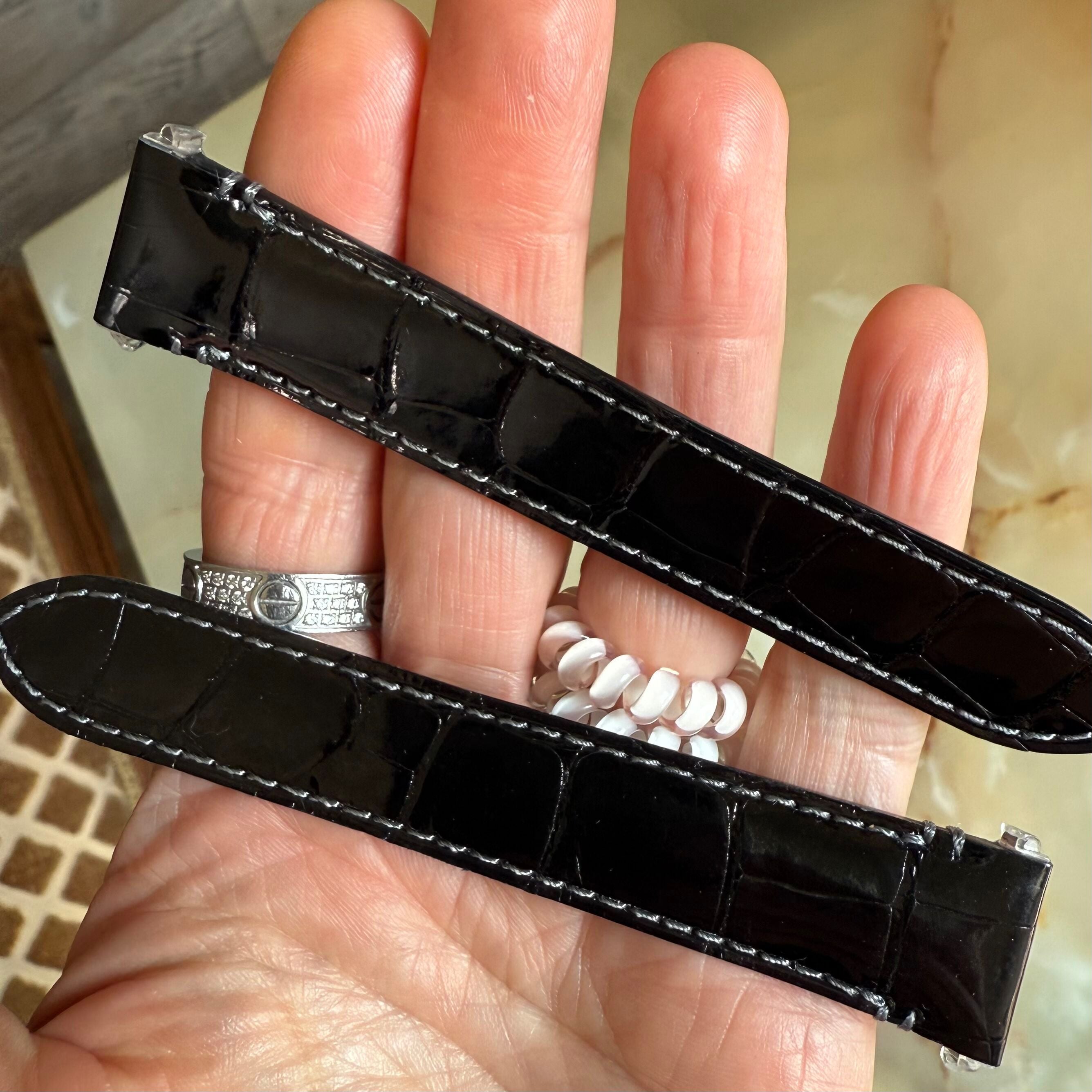 Authentic Cartier Black Alligator Quick Release Watch Strap Band 19mm KD8E9ADP