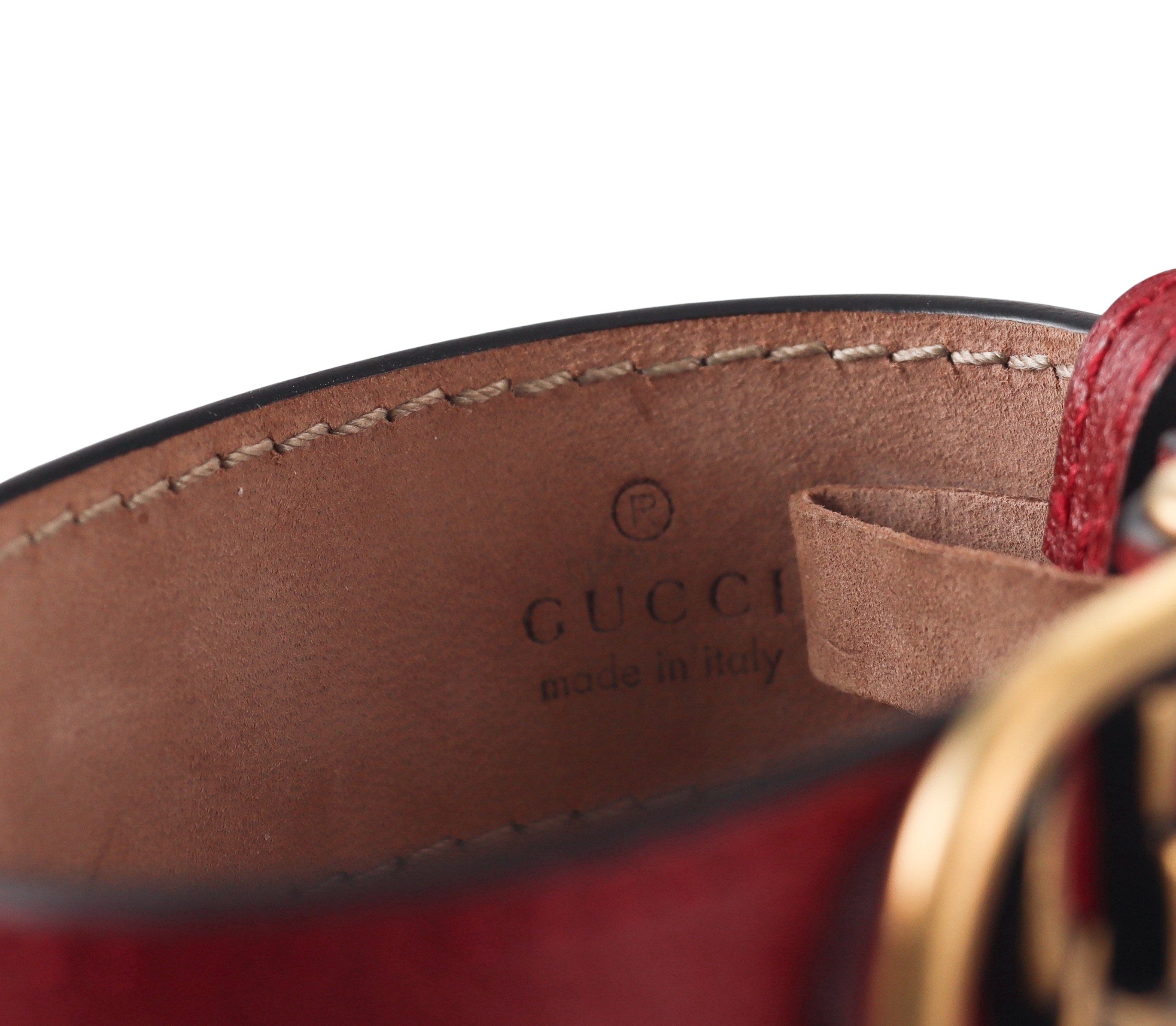 Gucci Icon GG Red Leather Gold Tone Bracelet