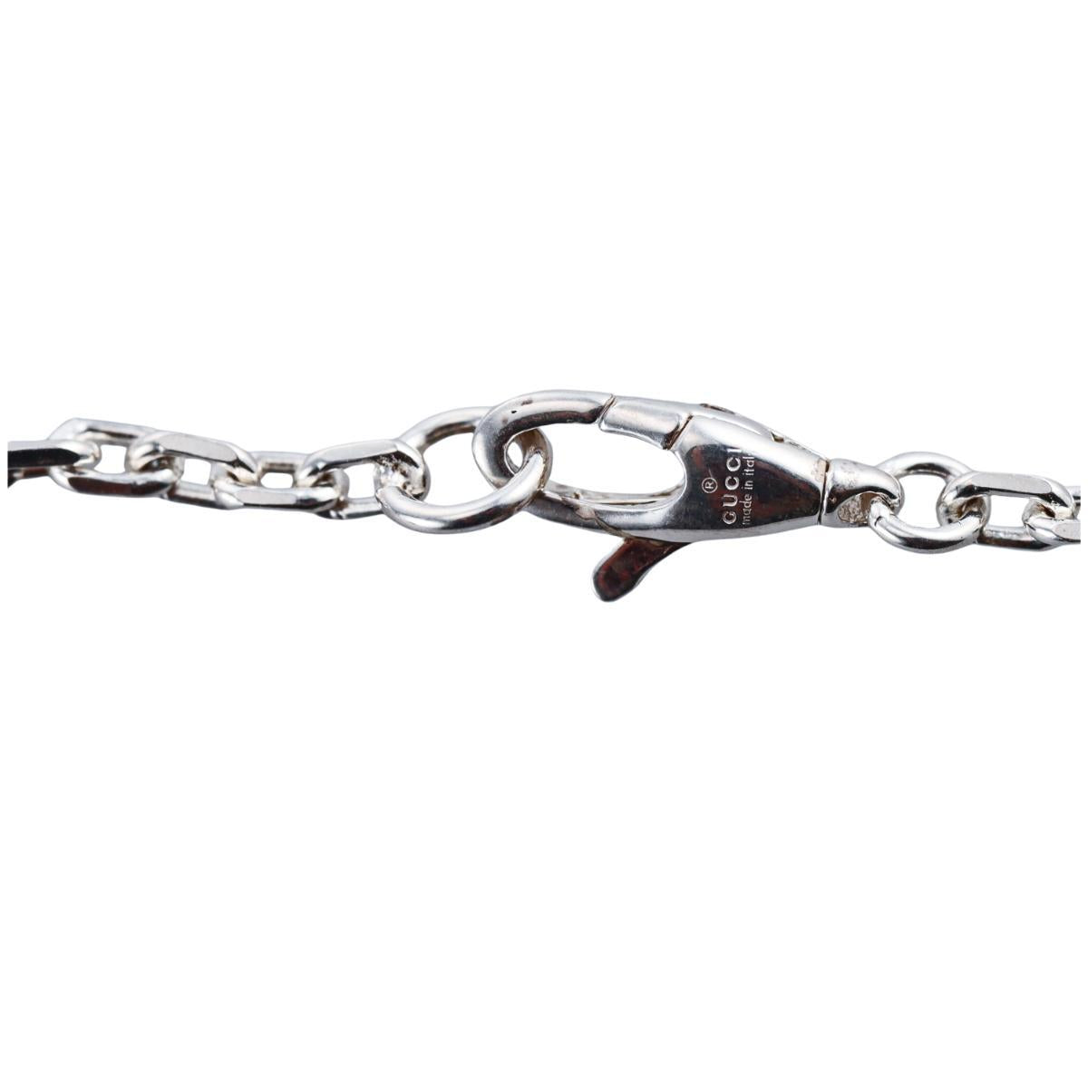Gucci Interlocking GG Pendant Sterling Silver Chain Necklace