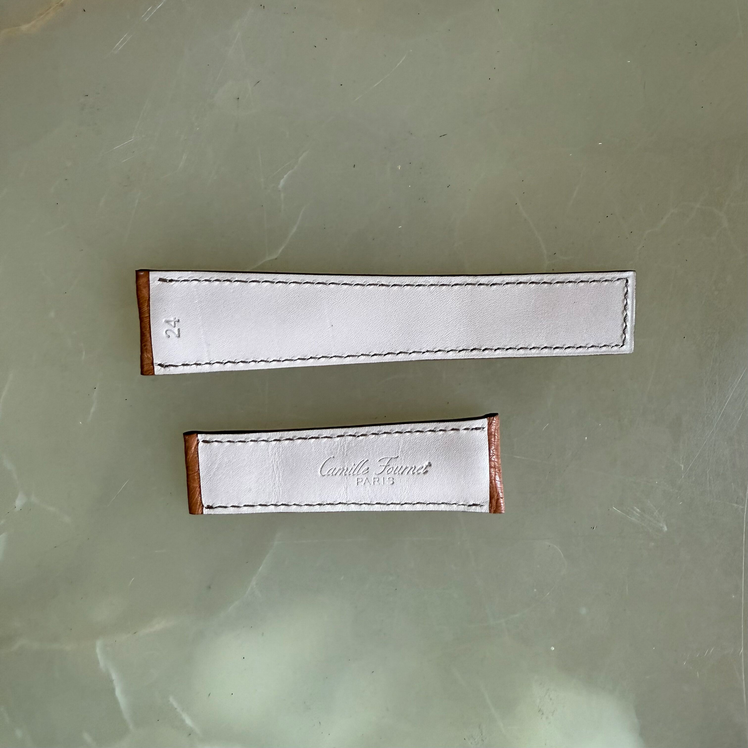 Genuine Ostrich Brown Watch Strap Band 24mm Padded & Stitched