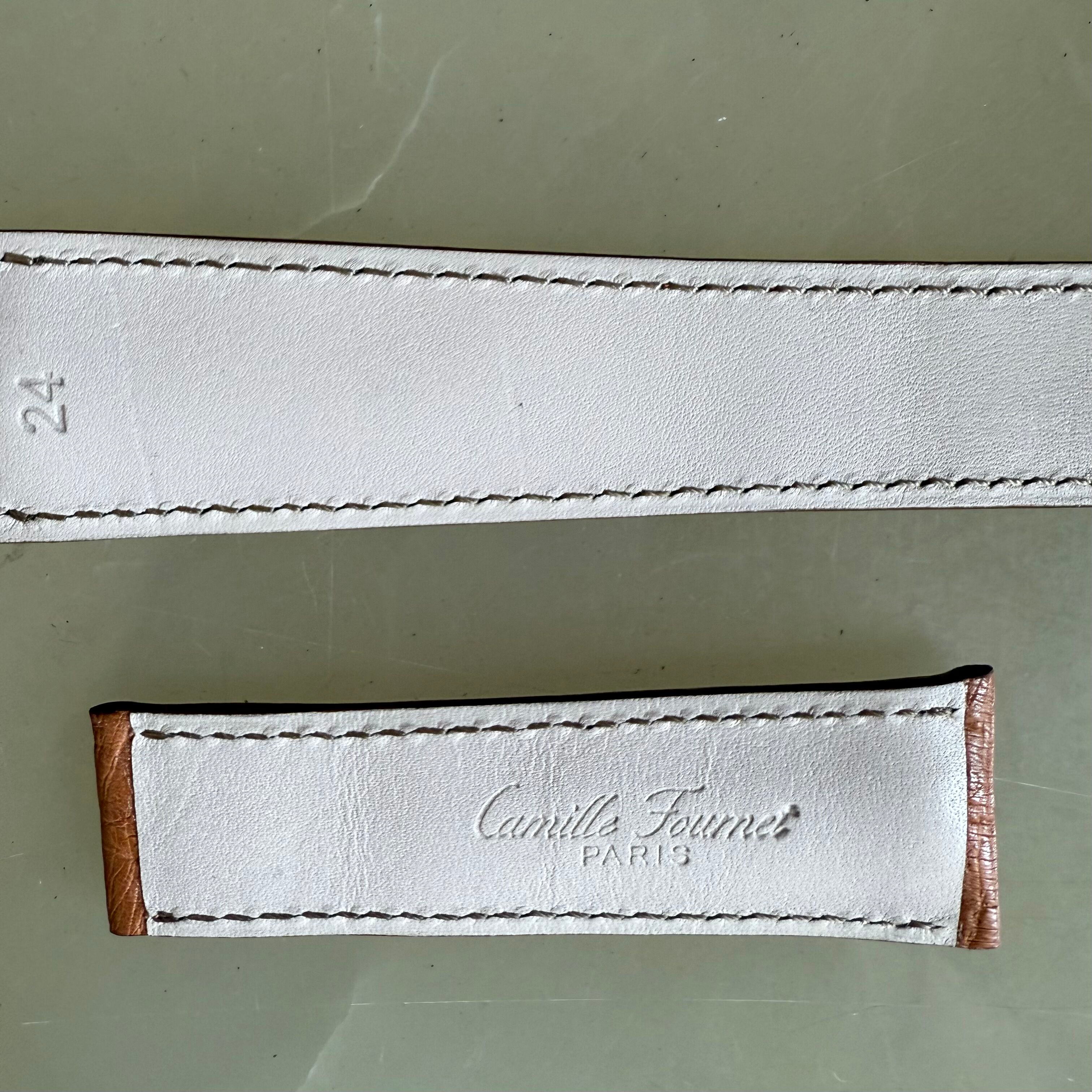 Genuine Ostrich Brown Watch Strap Band 24mm Padded & Stitched