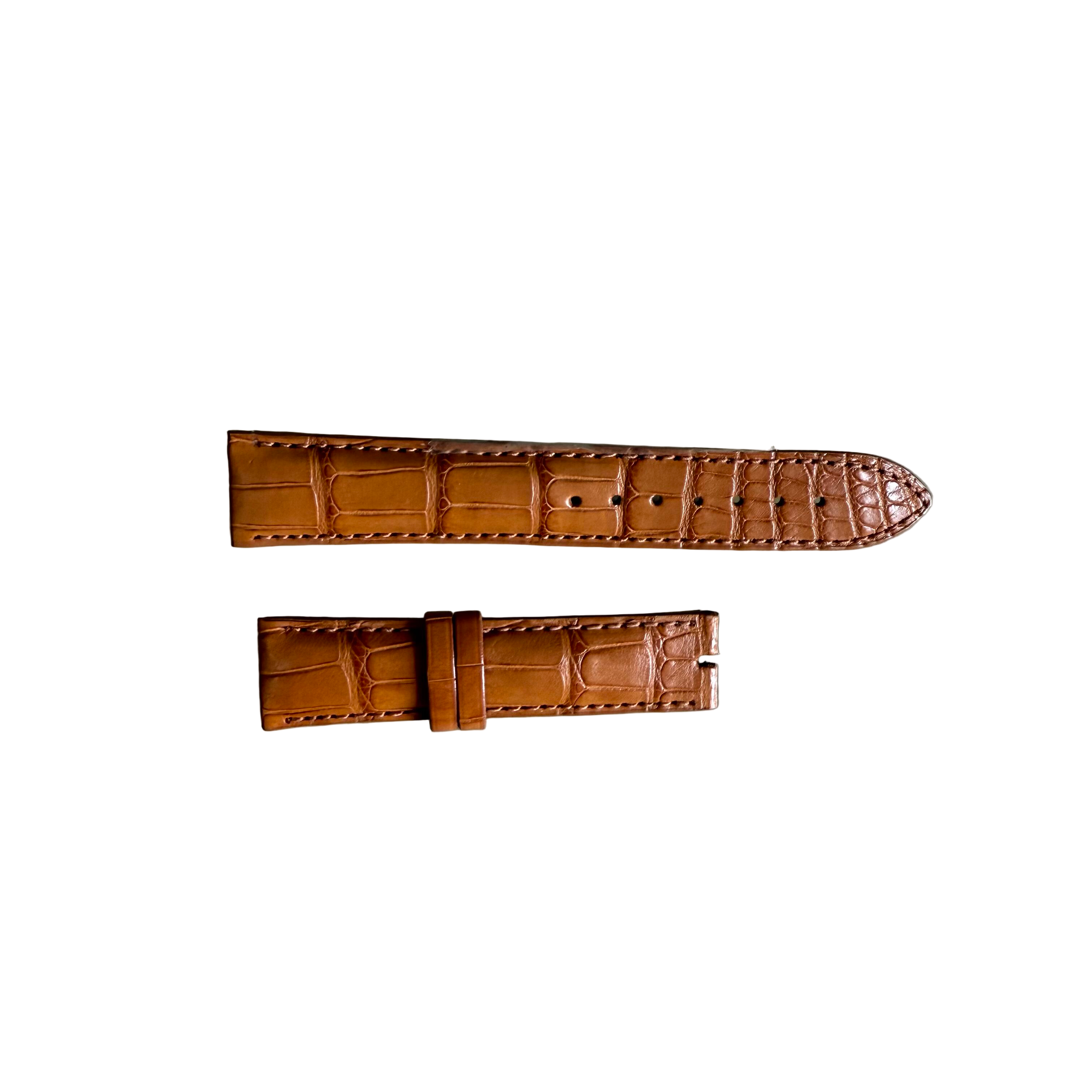 Genuine Alligator Brown Watch Strap Band 20mm Padded & Stitched