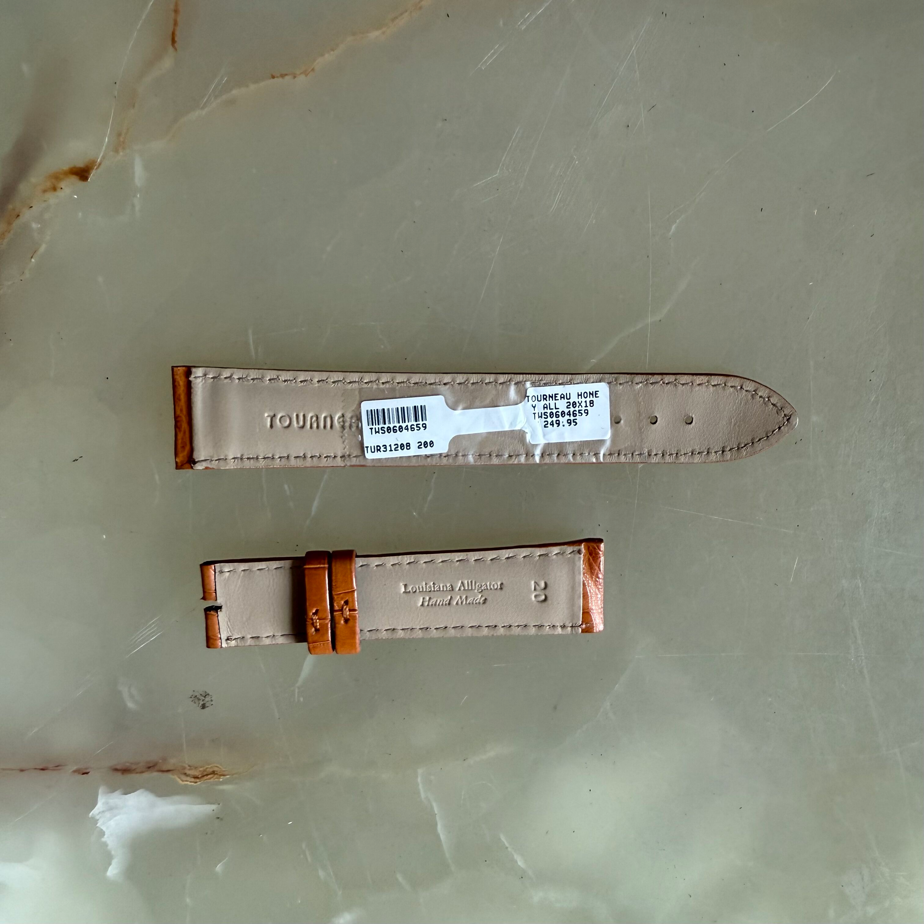 Genuine Alligator Brown Watch Strap Band 20mm Padded & Stitched