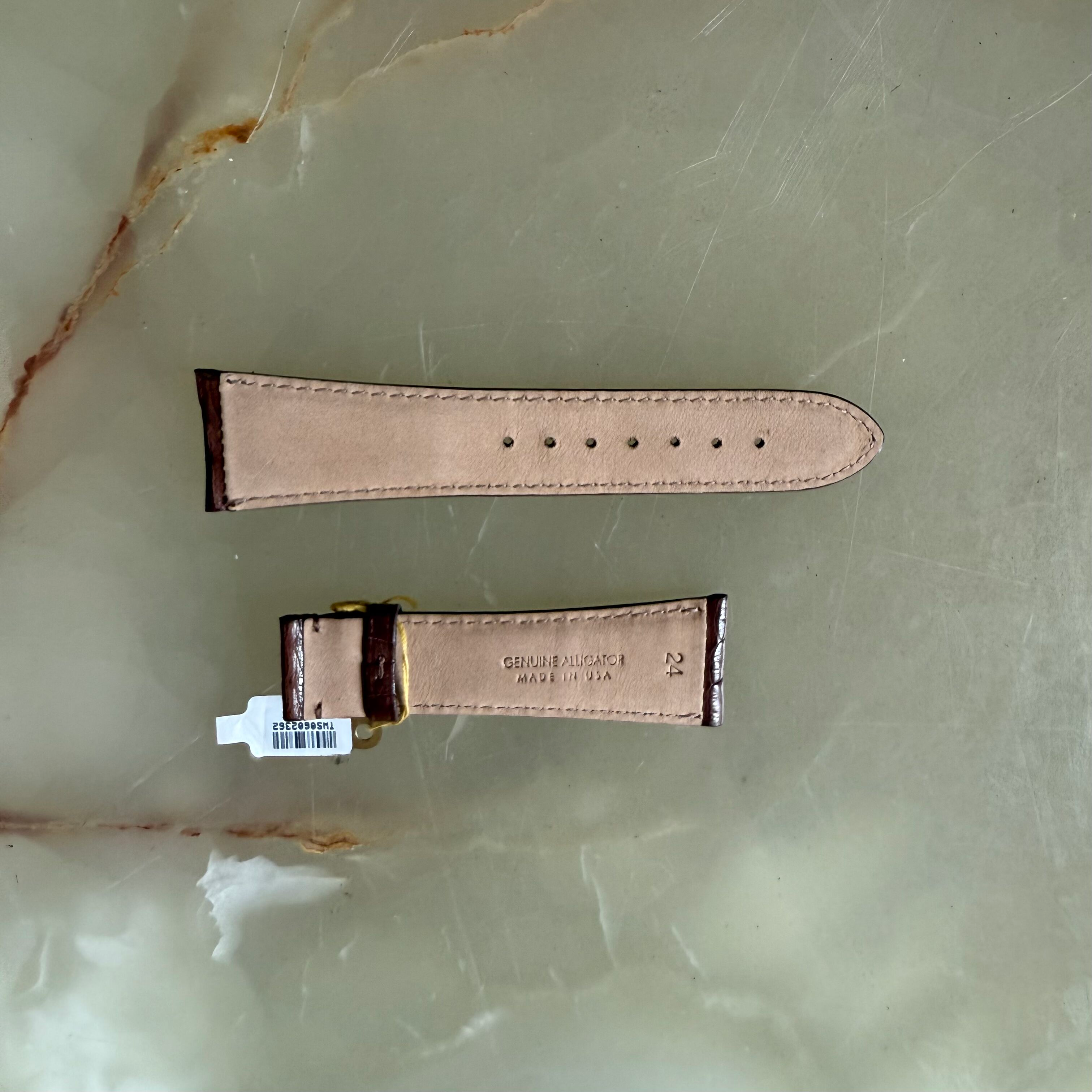 Genuine Alligator Brown Watch Strap Band 24mm Padded & Stitched