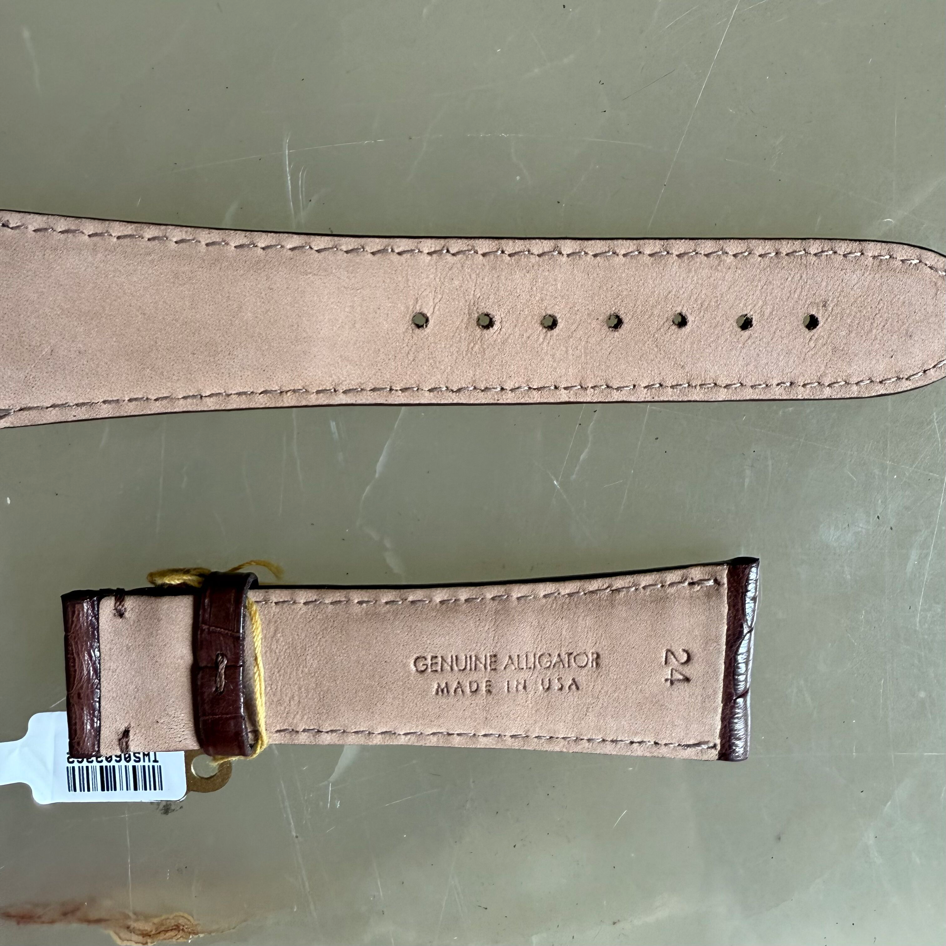 Genuine Alligator Brown Watch Strap Band 24mm Padded & Stitched