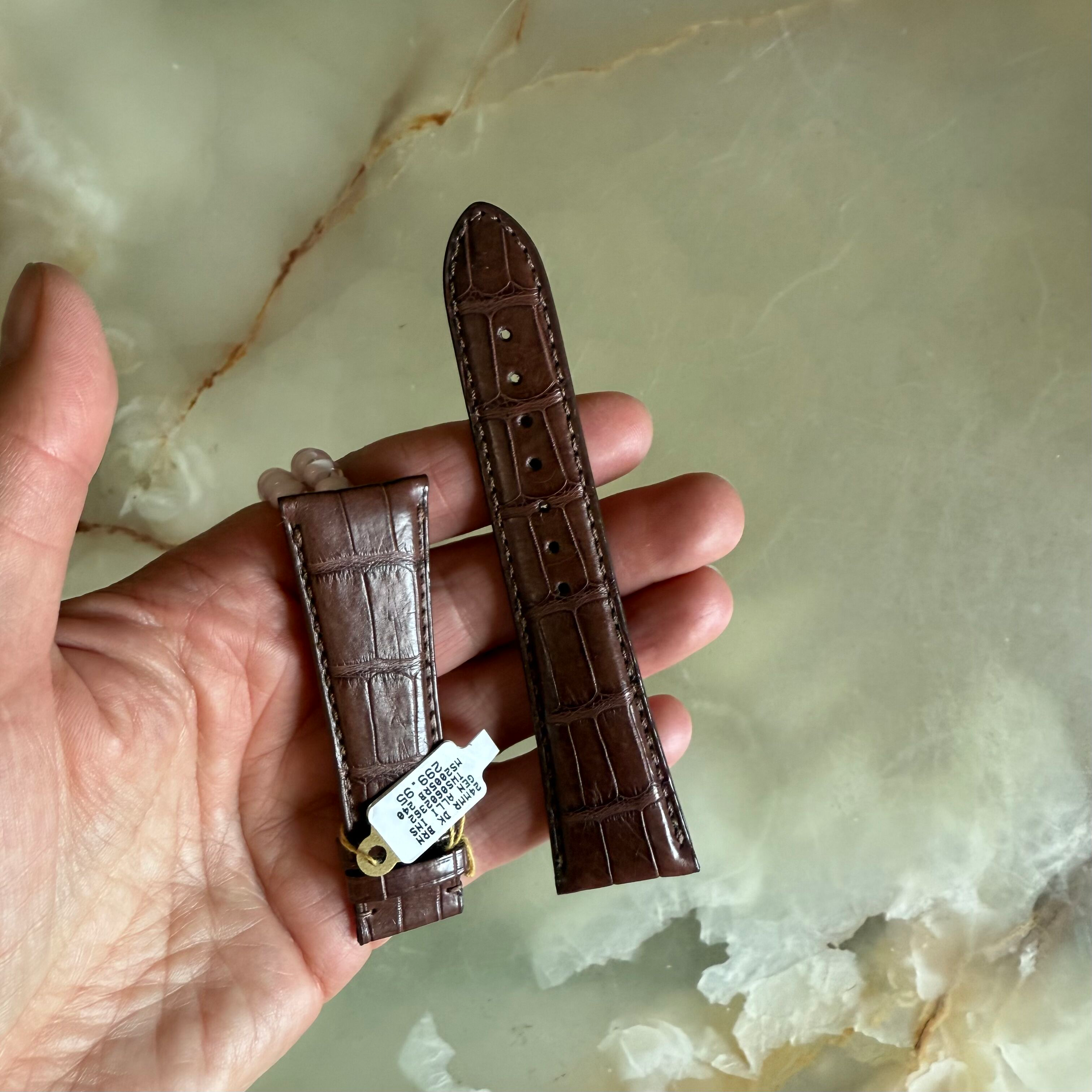 Genuine Alligator Brown Watch Strap Band 24mm Padded & Stitched