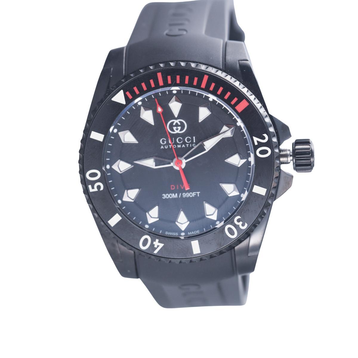 Gucci Dive Black Dial PVD Steel Automatic Watch YA136361