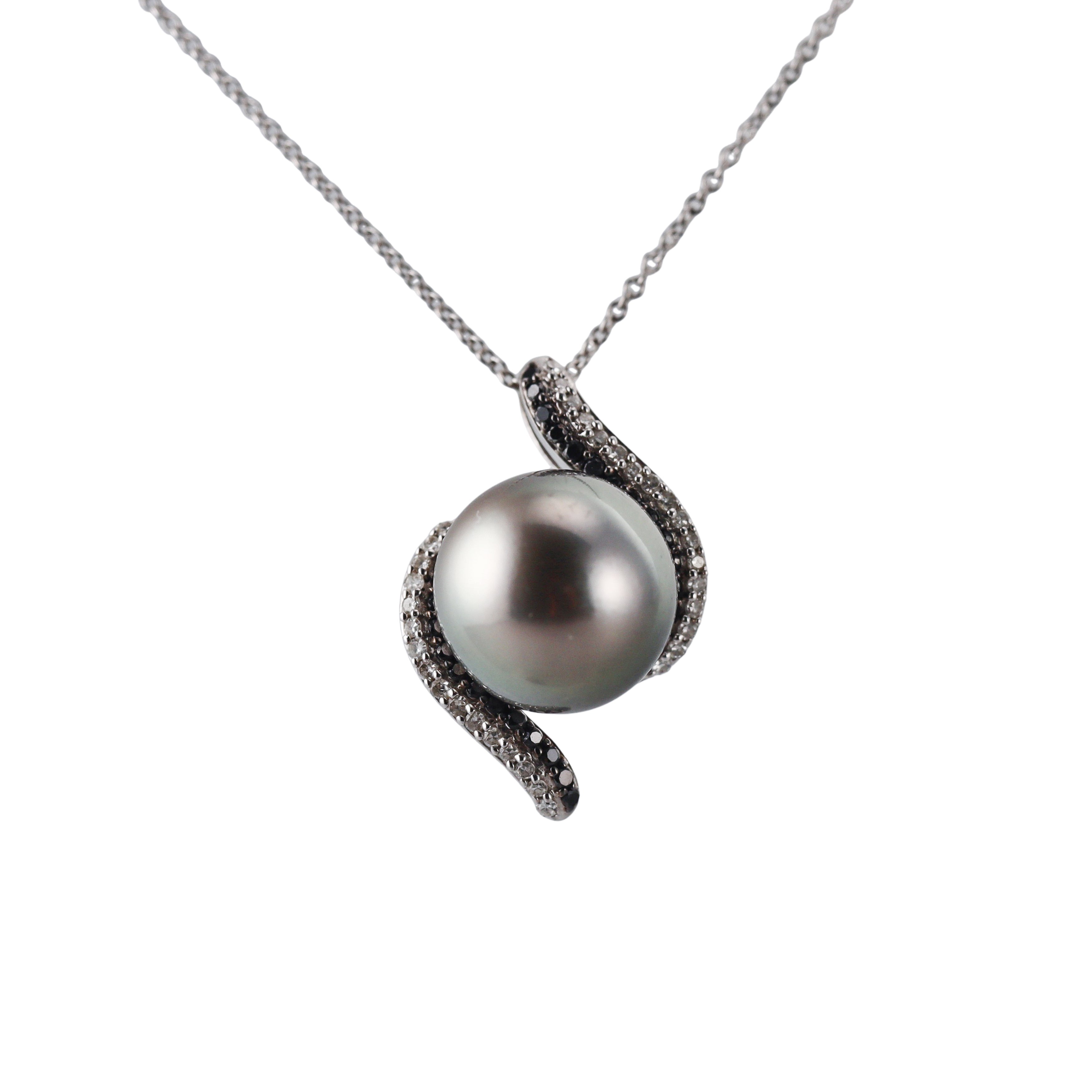 Effy 14k Gold 12mm Tahitian South Sea Pearl Diamond Pendant Necklace