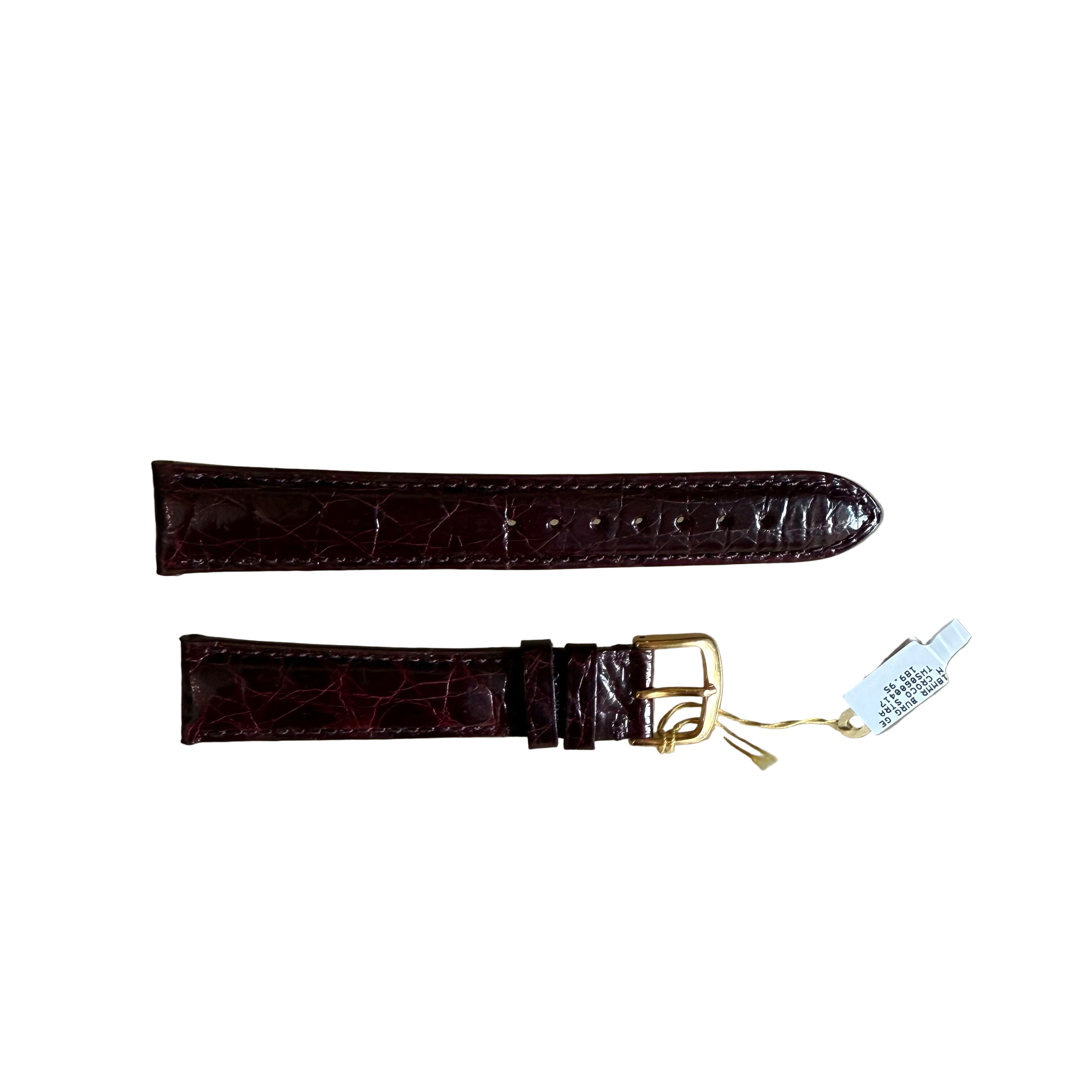 Genuine Crocodile Burgundy Watch Strap Band 18mm Padded & Stitched with Buckle