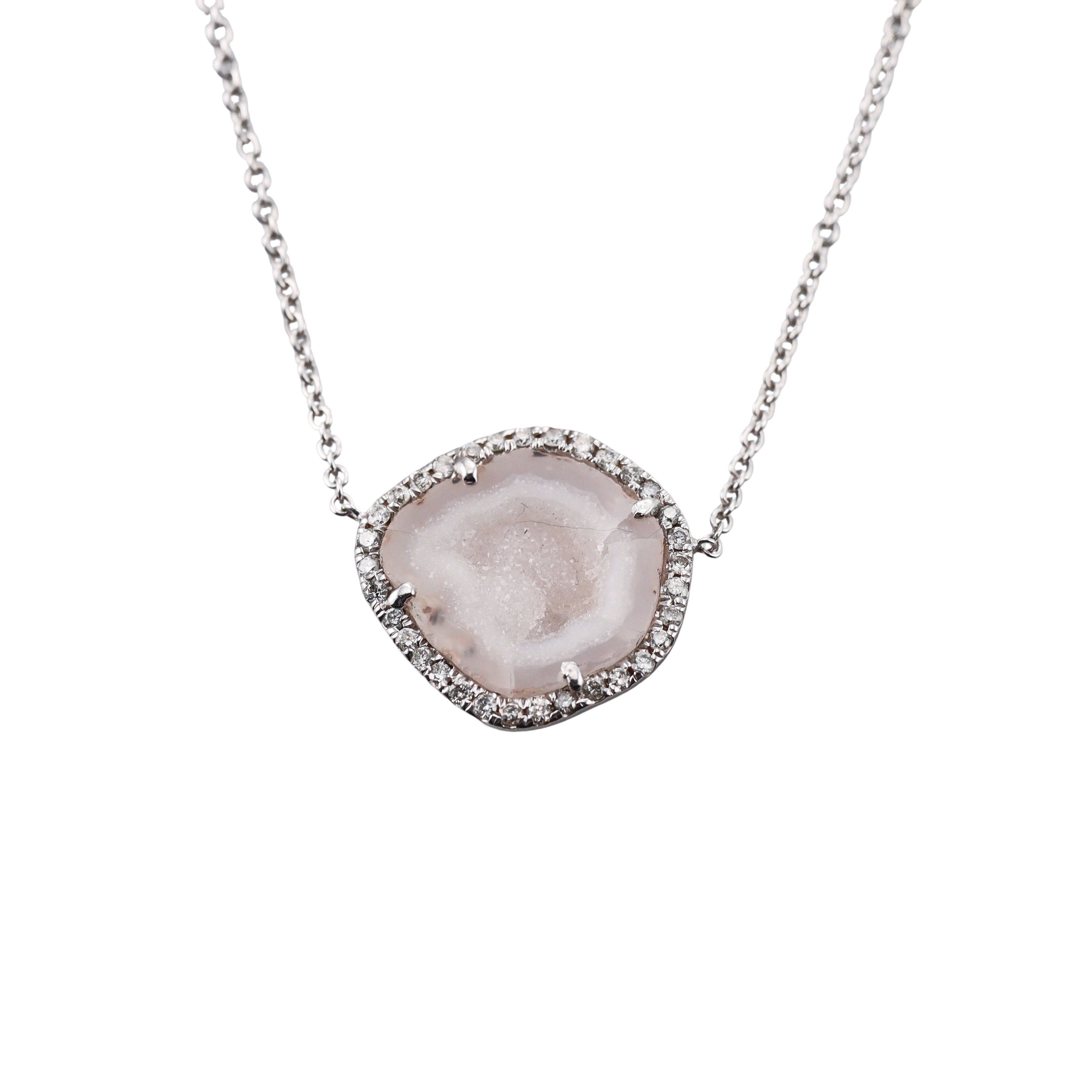 Kimberly McDonald 18k Gold Druzy Geode Diamond Pendant Necklace