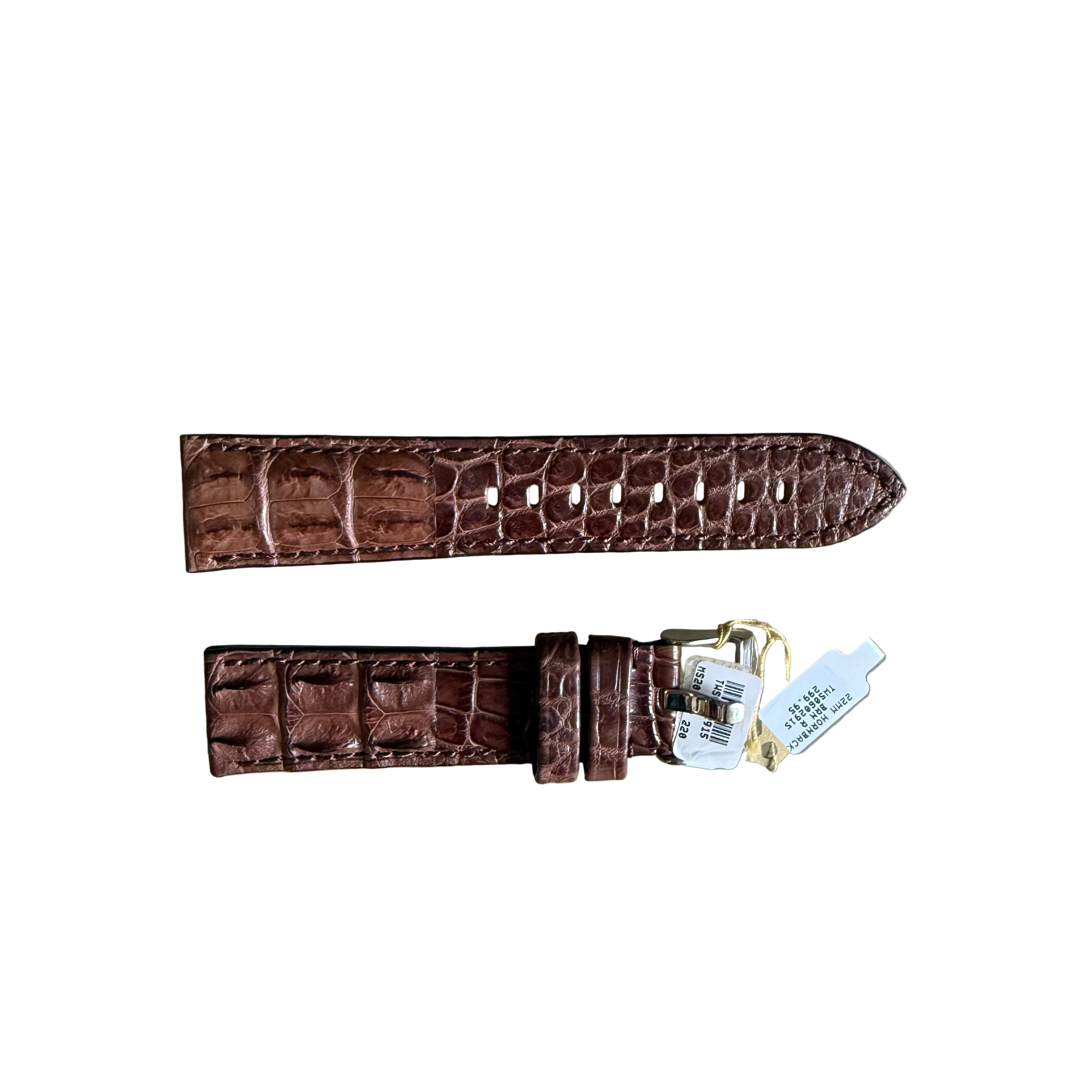 Genuine Crocodile Brown Watch Strap Band 22mm Padded & Stitched with Buckle