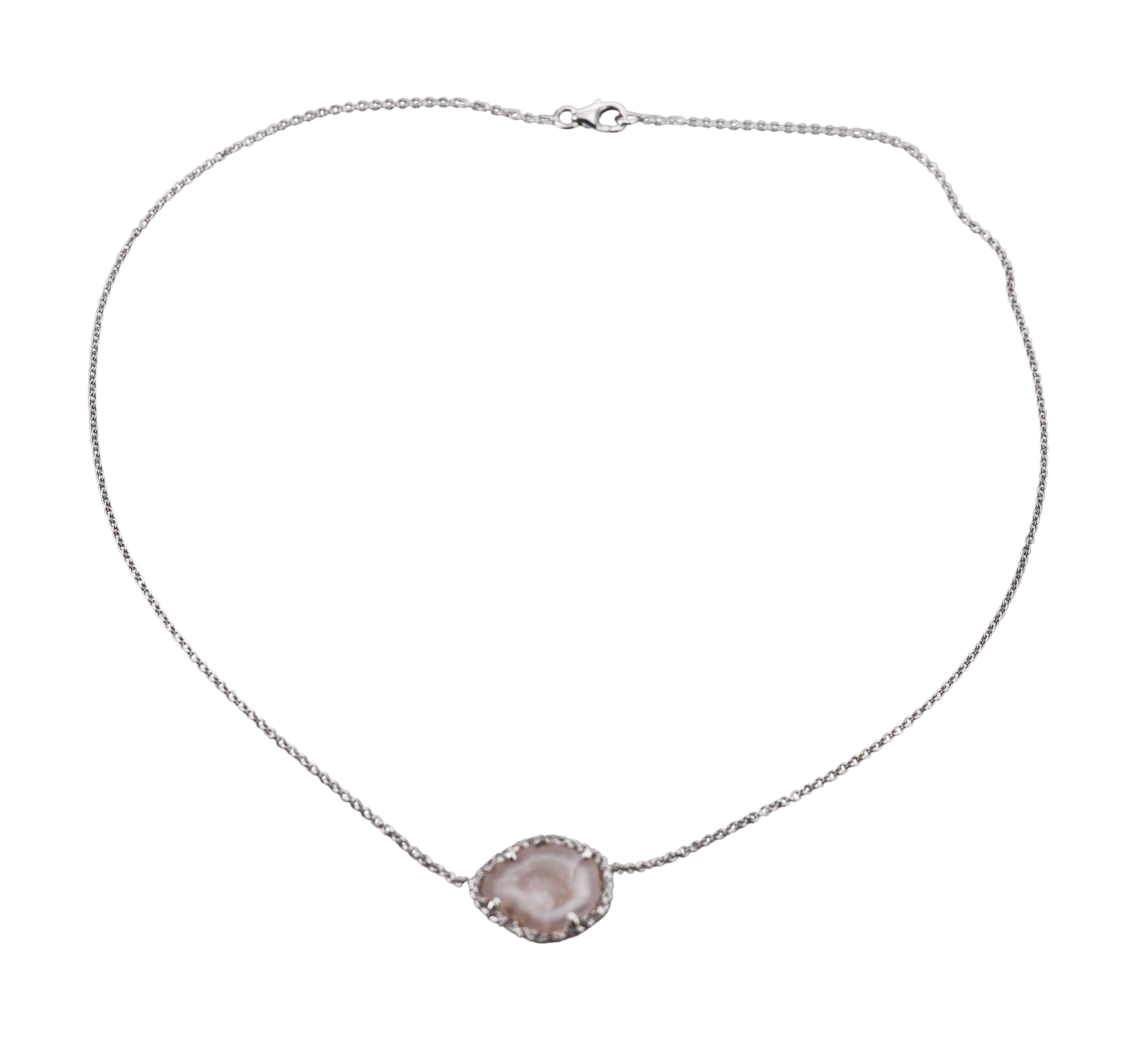 Kimberly McDonald 18k Gold Druzy Geode Diamond Pendant Necklace