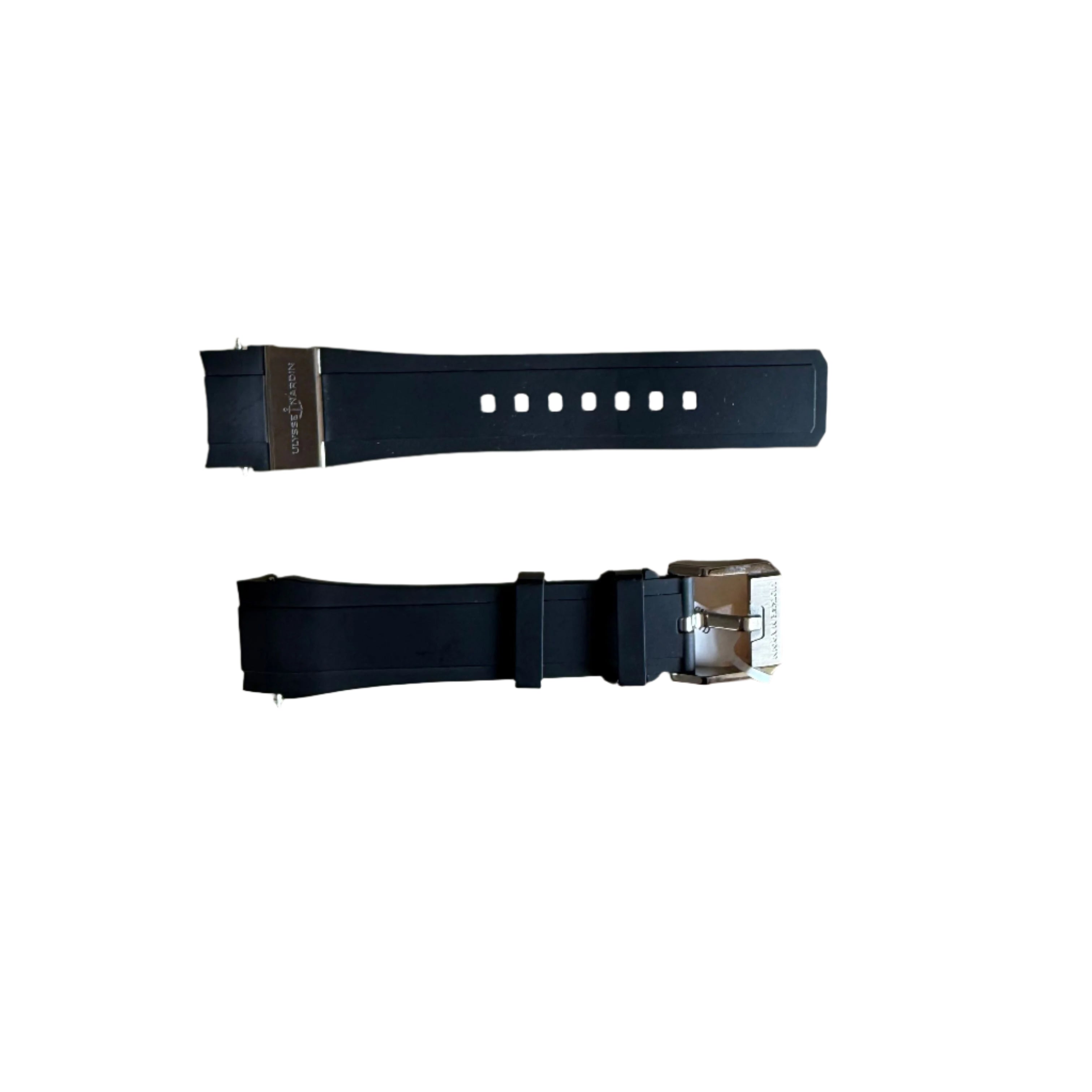 Authentic Ulysse Nardin Rubber Titanium Black Watch Strap Band 22mm with Buckle