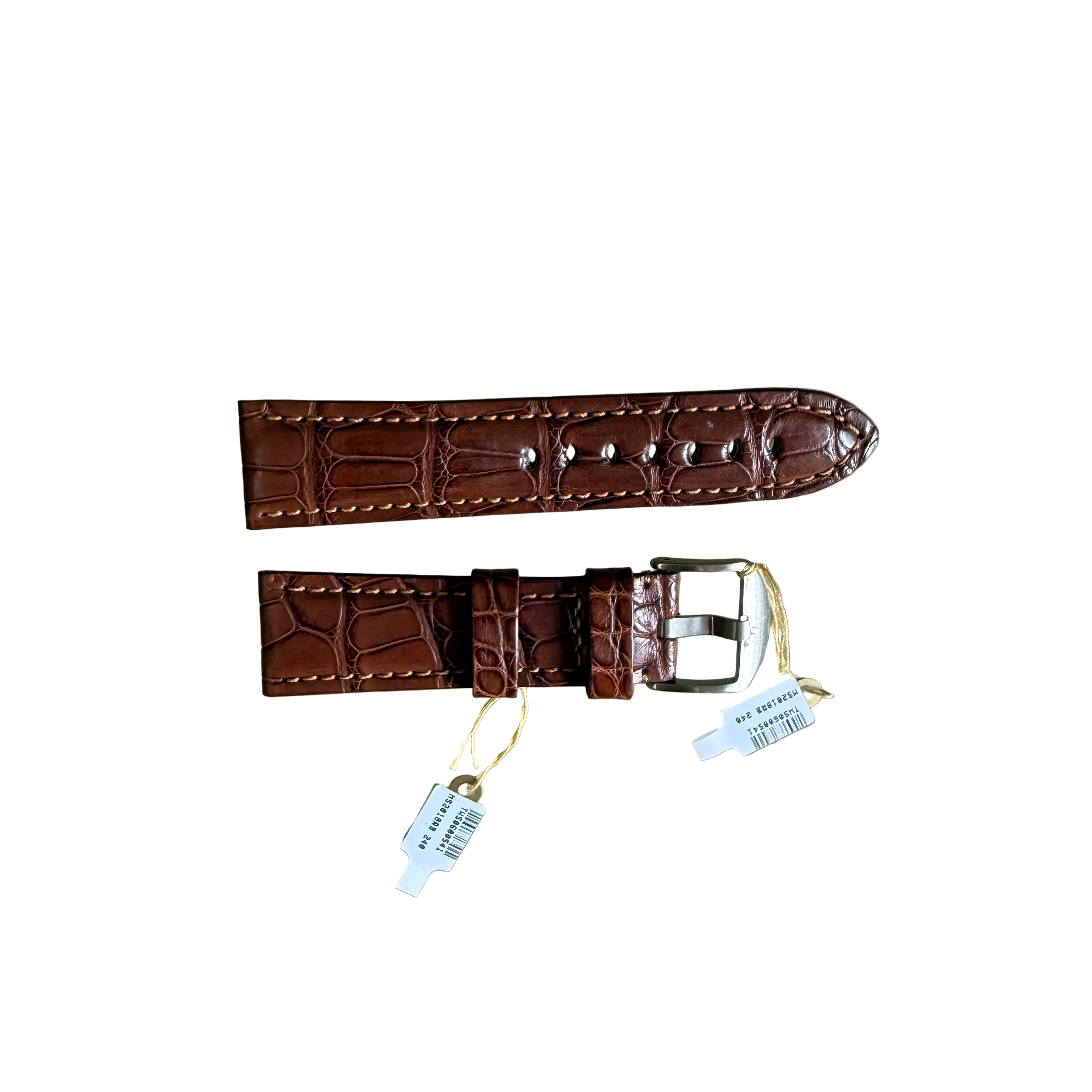 Genuine Alligator Brown Watch Strap Band 24mm Padded & Stitched with Buckle