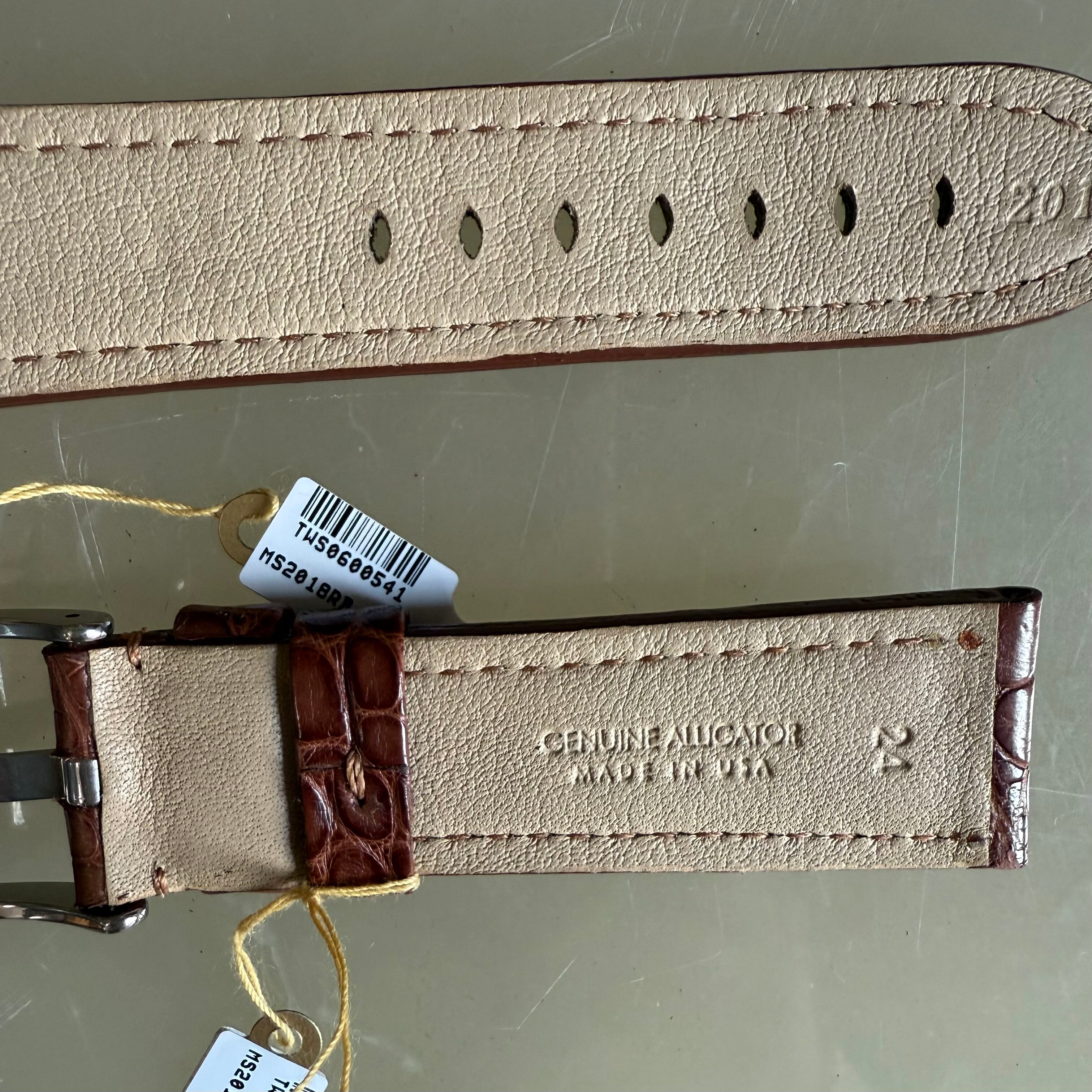 Genuine Alligator Brown Watch Strap Band 24mm Padded & Stitched with Buckle