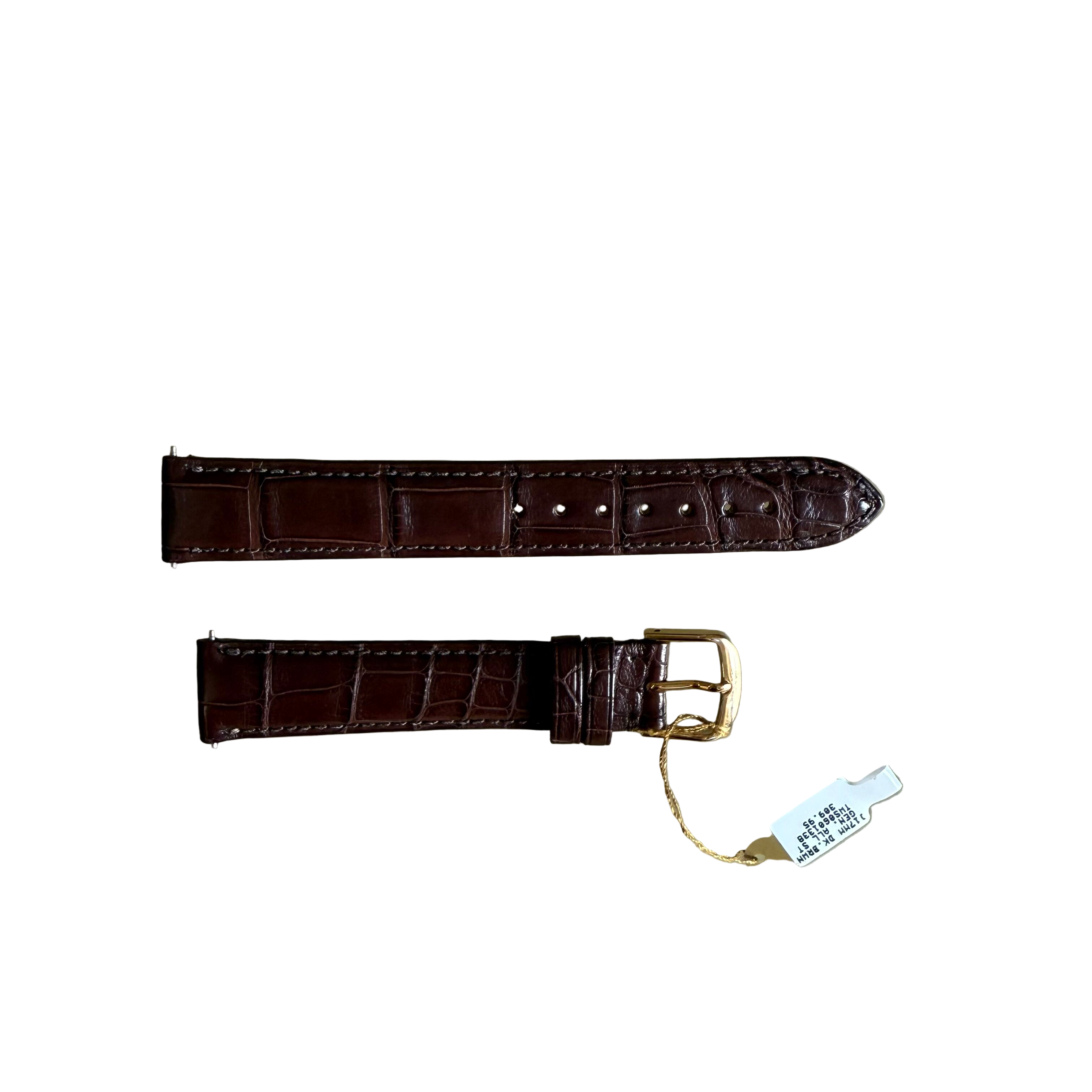 Genuine Alligator Brown Watch Strap Band 17mm Padded & Stitched with Buckle