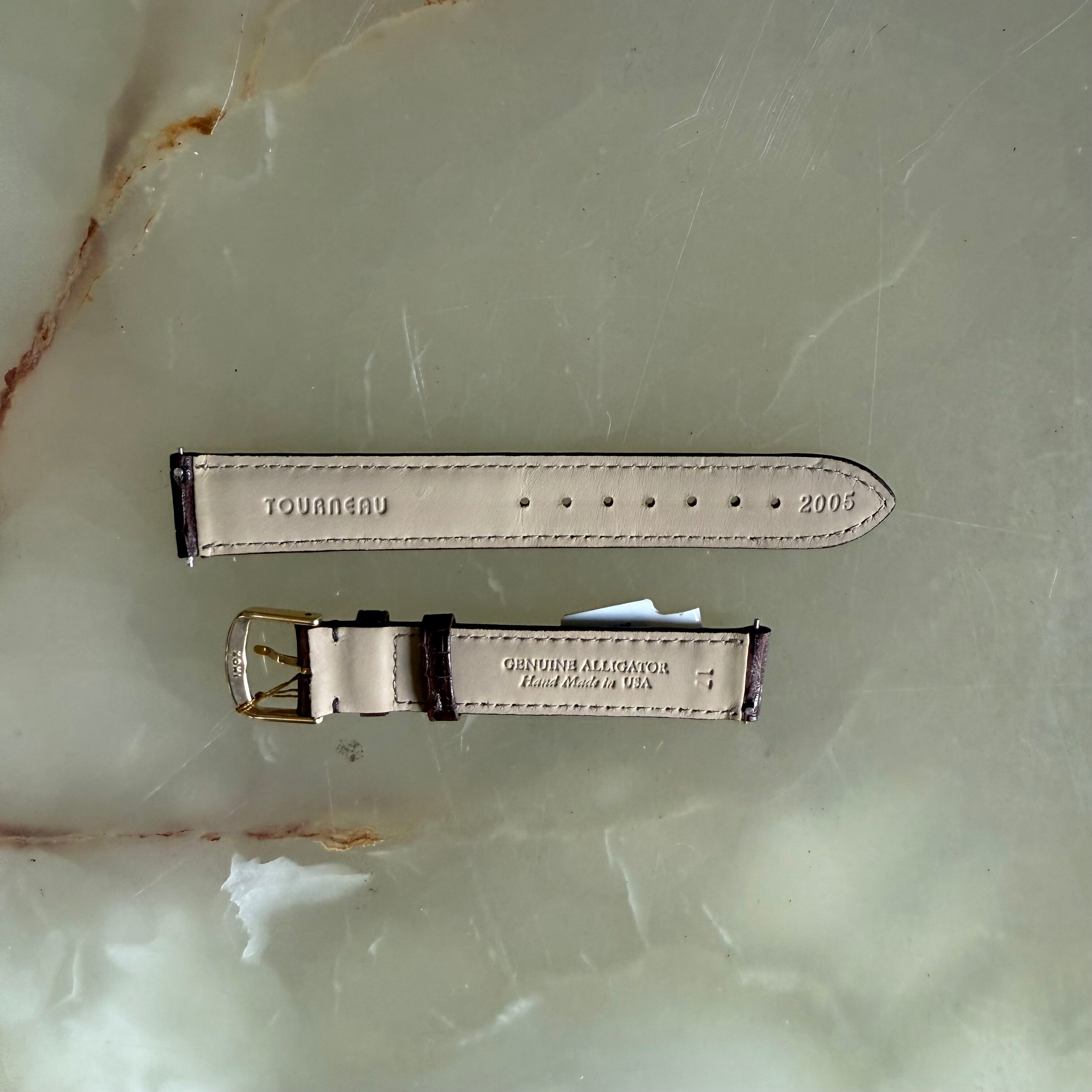 Genuine Alligator Brown Watch Strap Band 17mm Padded & Stitched with Buckle