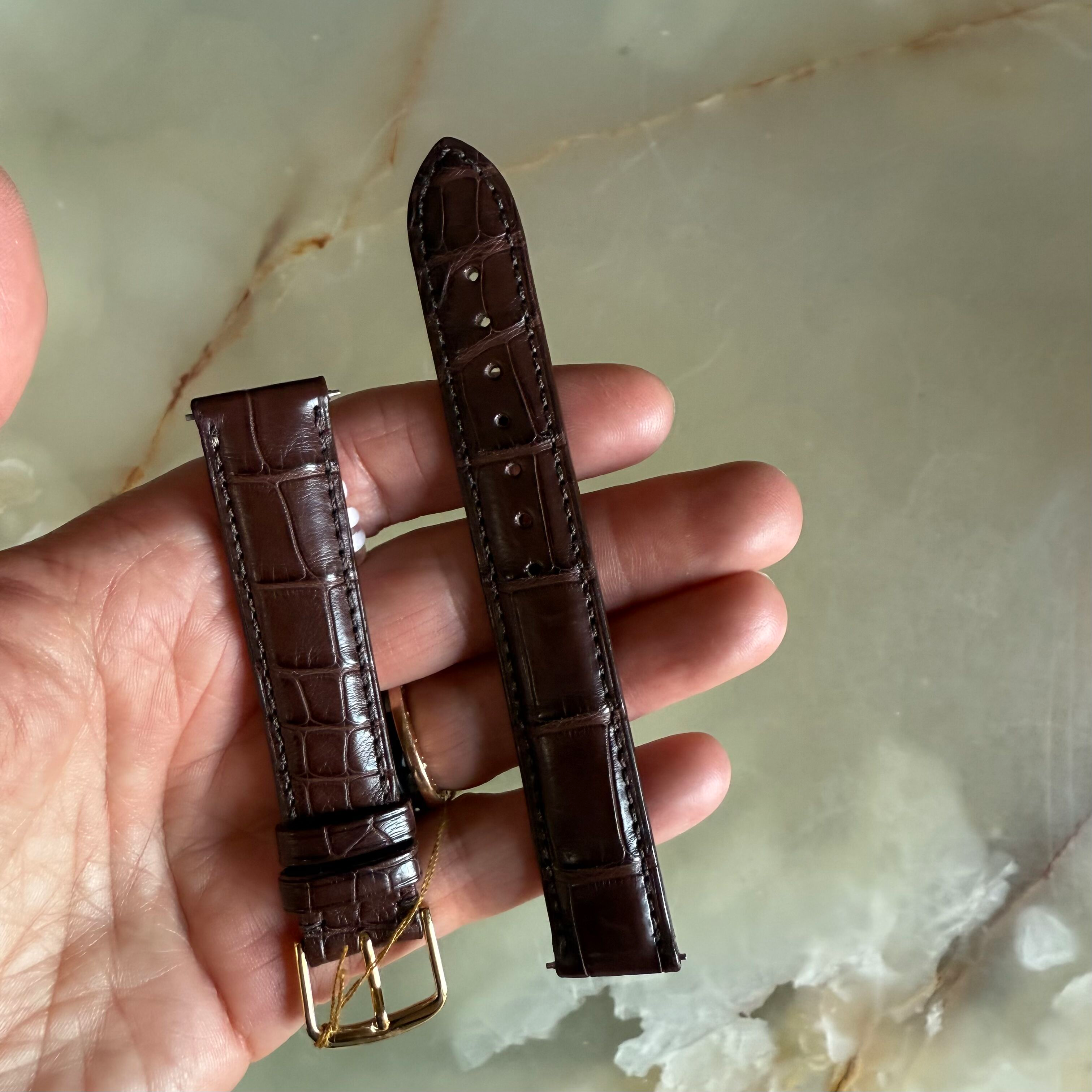 Genuine Alligator Brown Watch Strap Band 17mm Padded & Stitched with Buckle