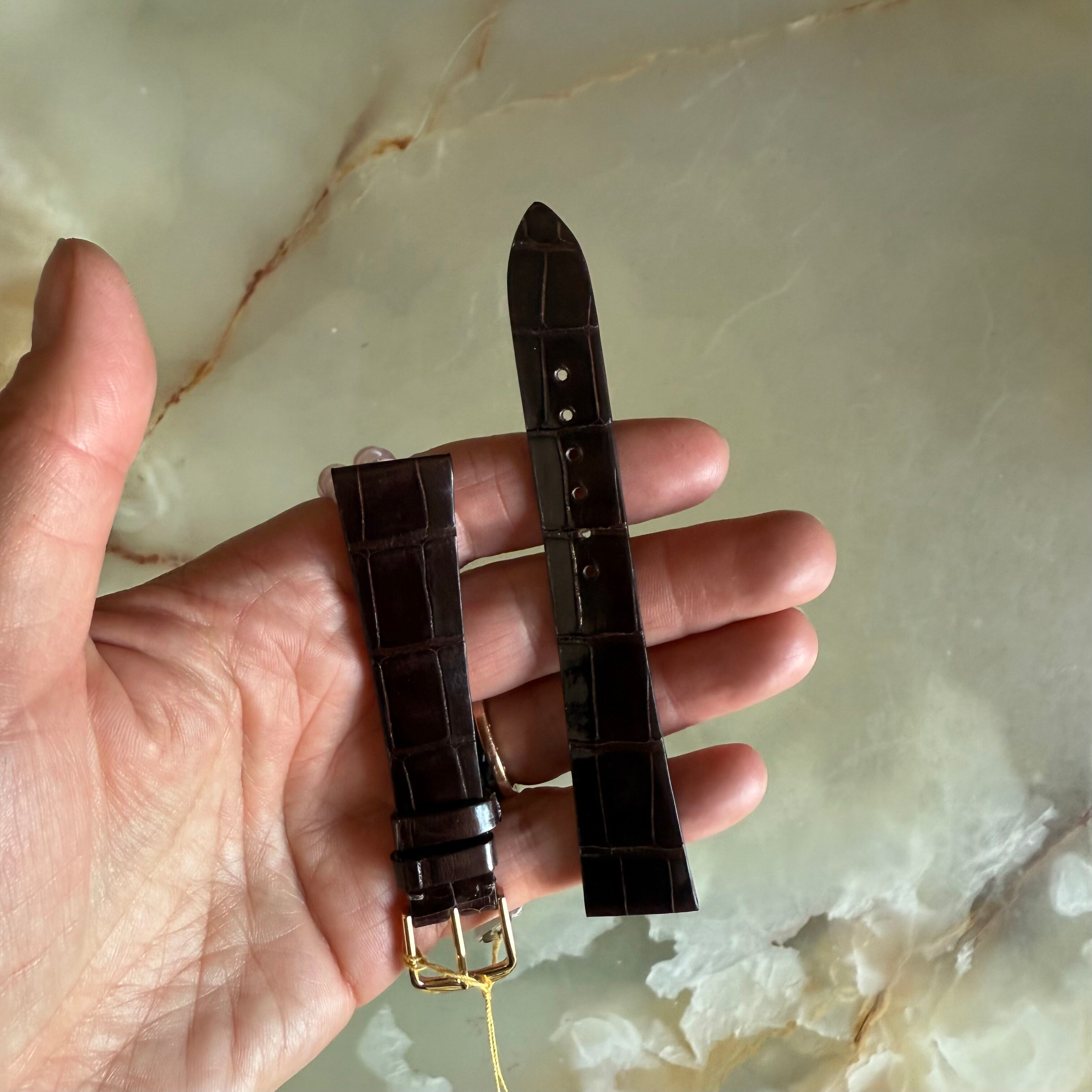 Genuine Alligator Brown Watch Strap Band 18mm Padded & Stitched with Buckle