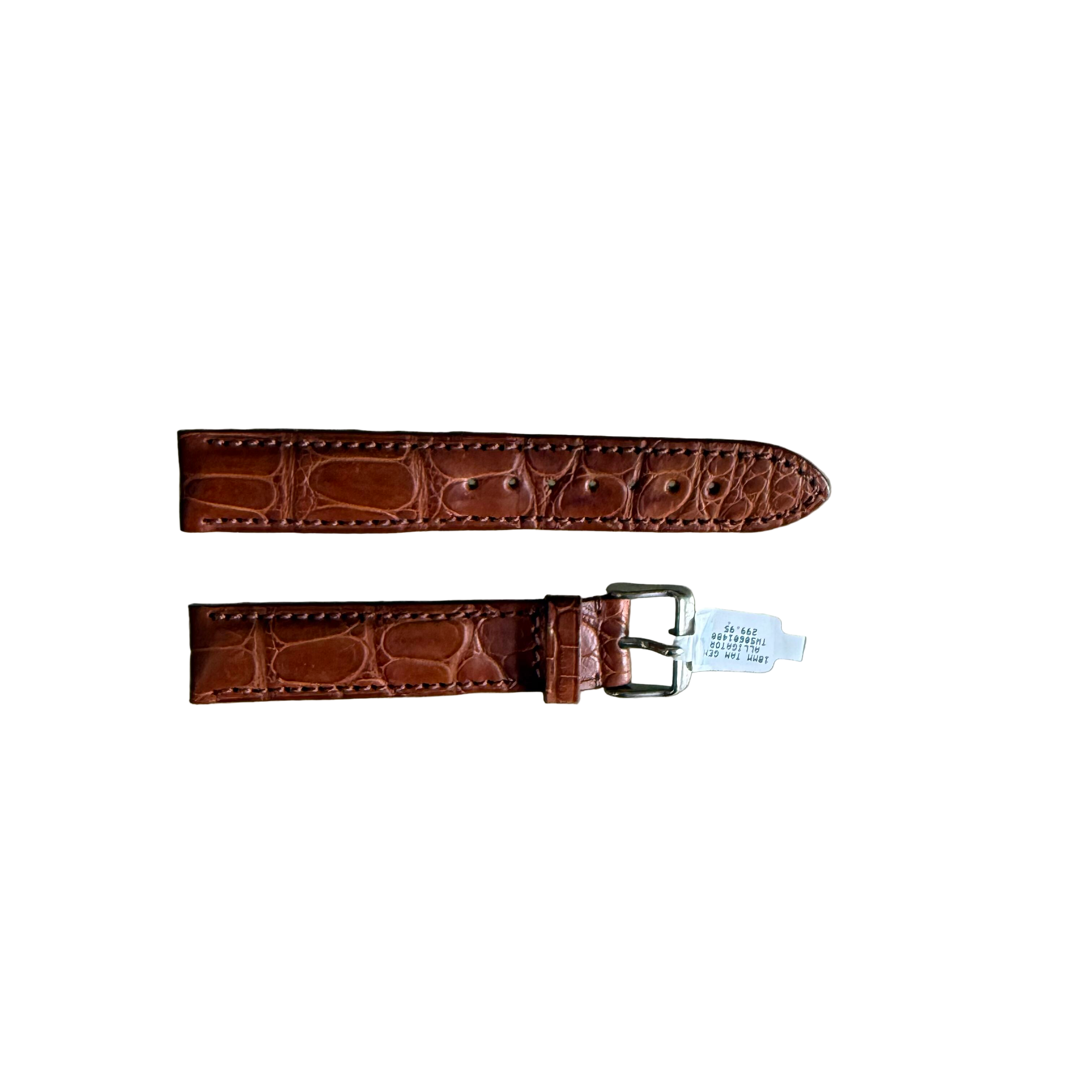 Genuine Alligator Brown Watch Strap Band 18mm Padded & Stitched with Buckle