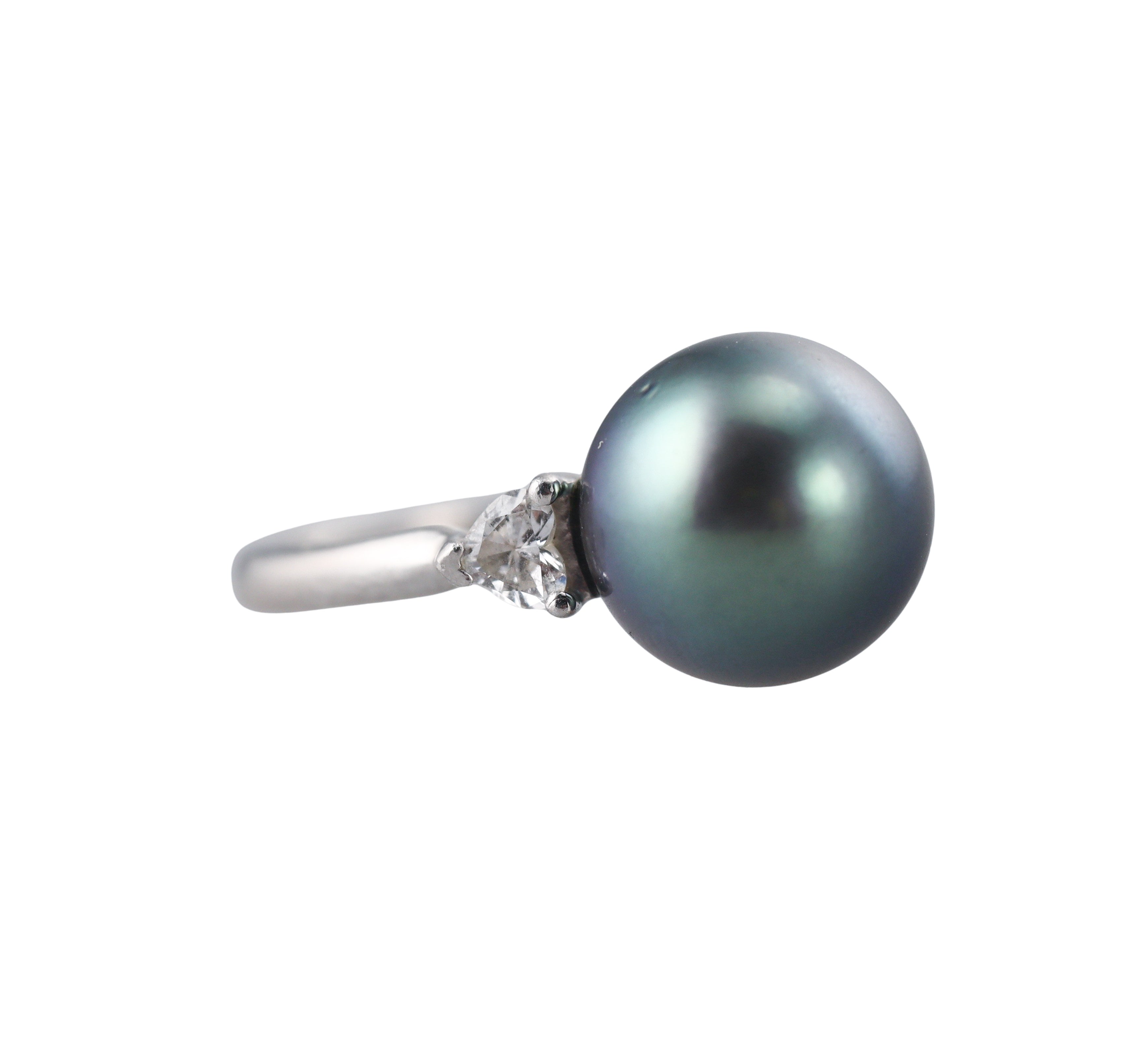11mm Tahitian South Sea Pearl Diamond Platinum Ring