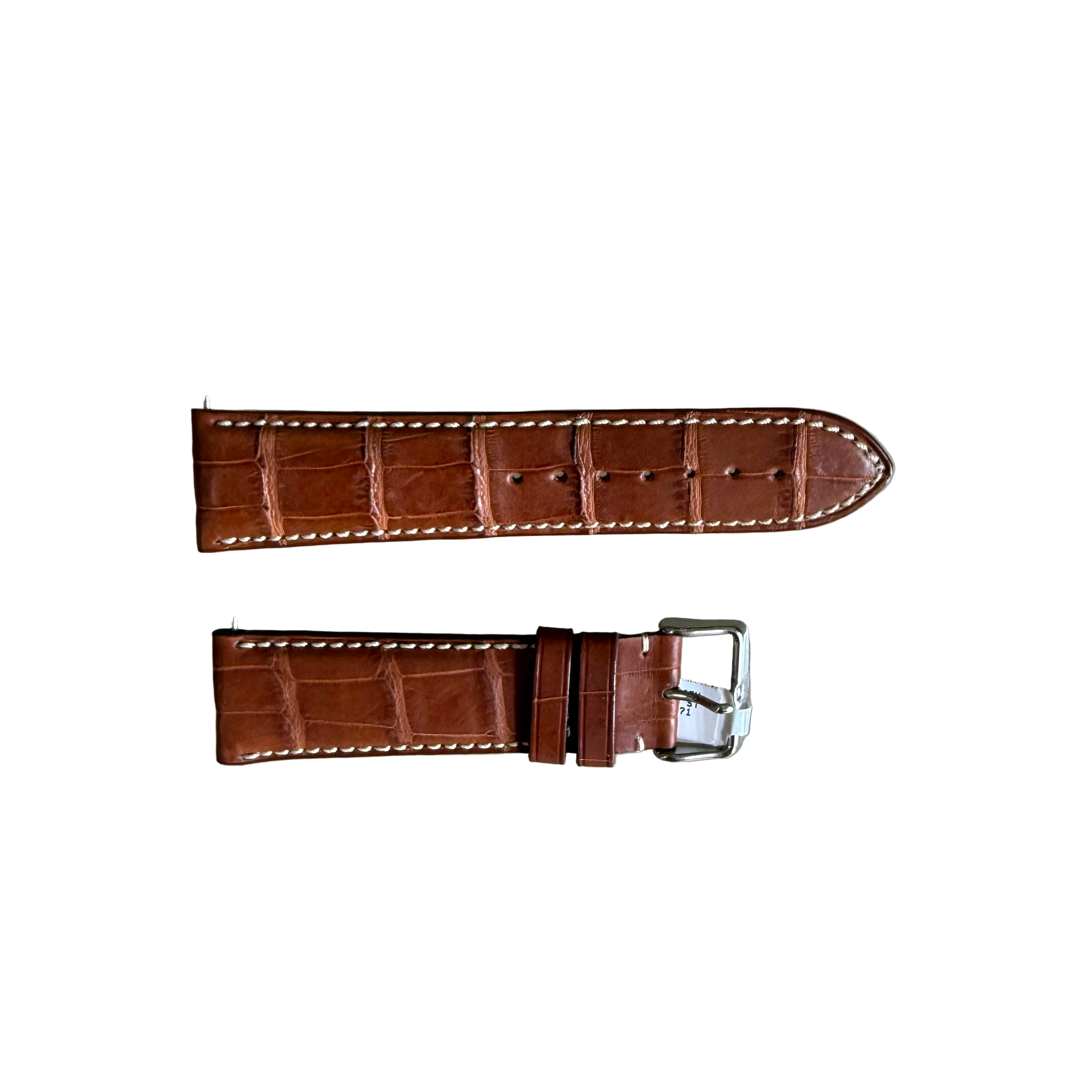 Genuine Alligator Brown Watch Strap Band 24mm Padded & Stitched with Buckle
