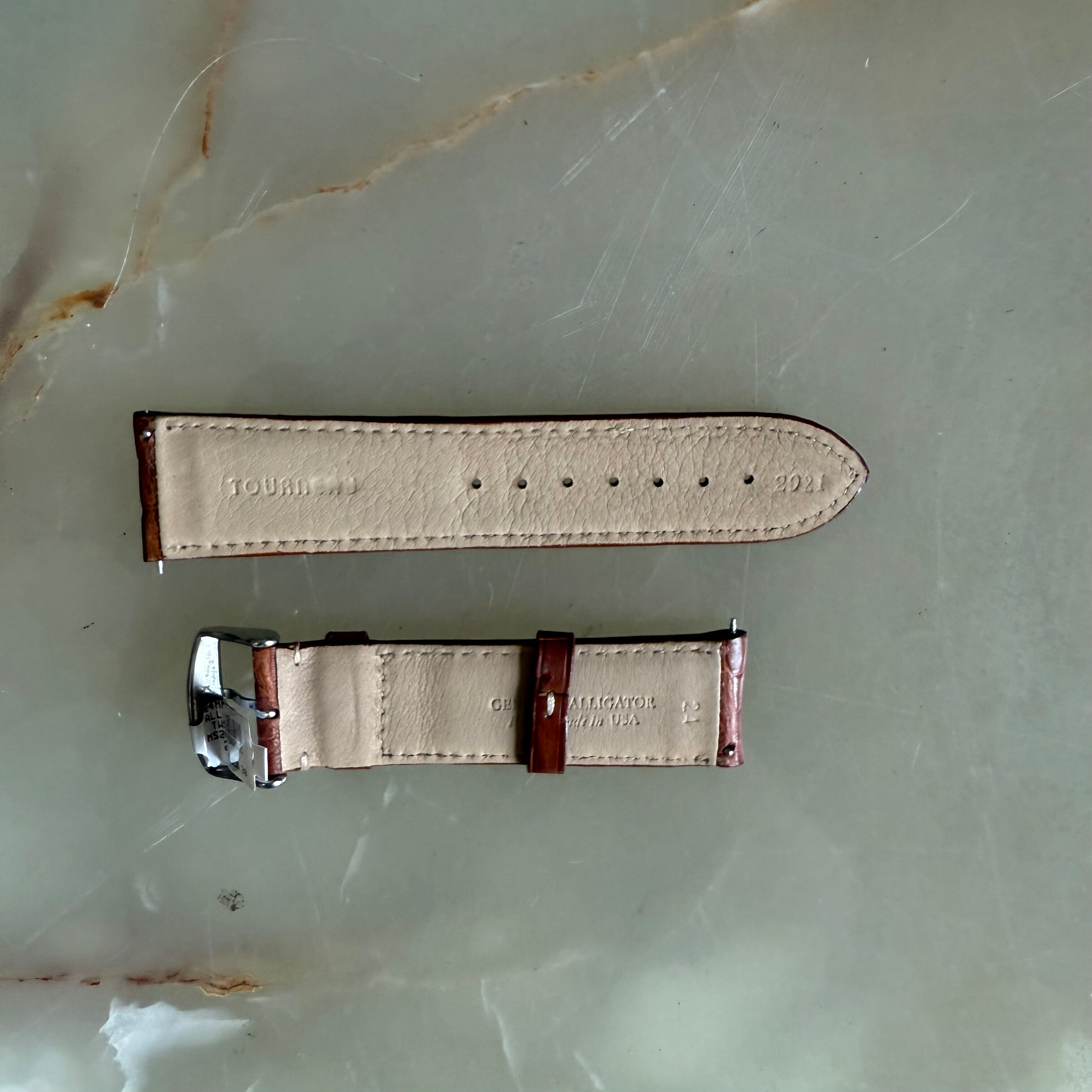 Genuine Alligator Brown Watch Strap Band 24mm Padded & Stitched with Buckle