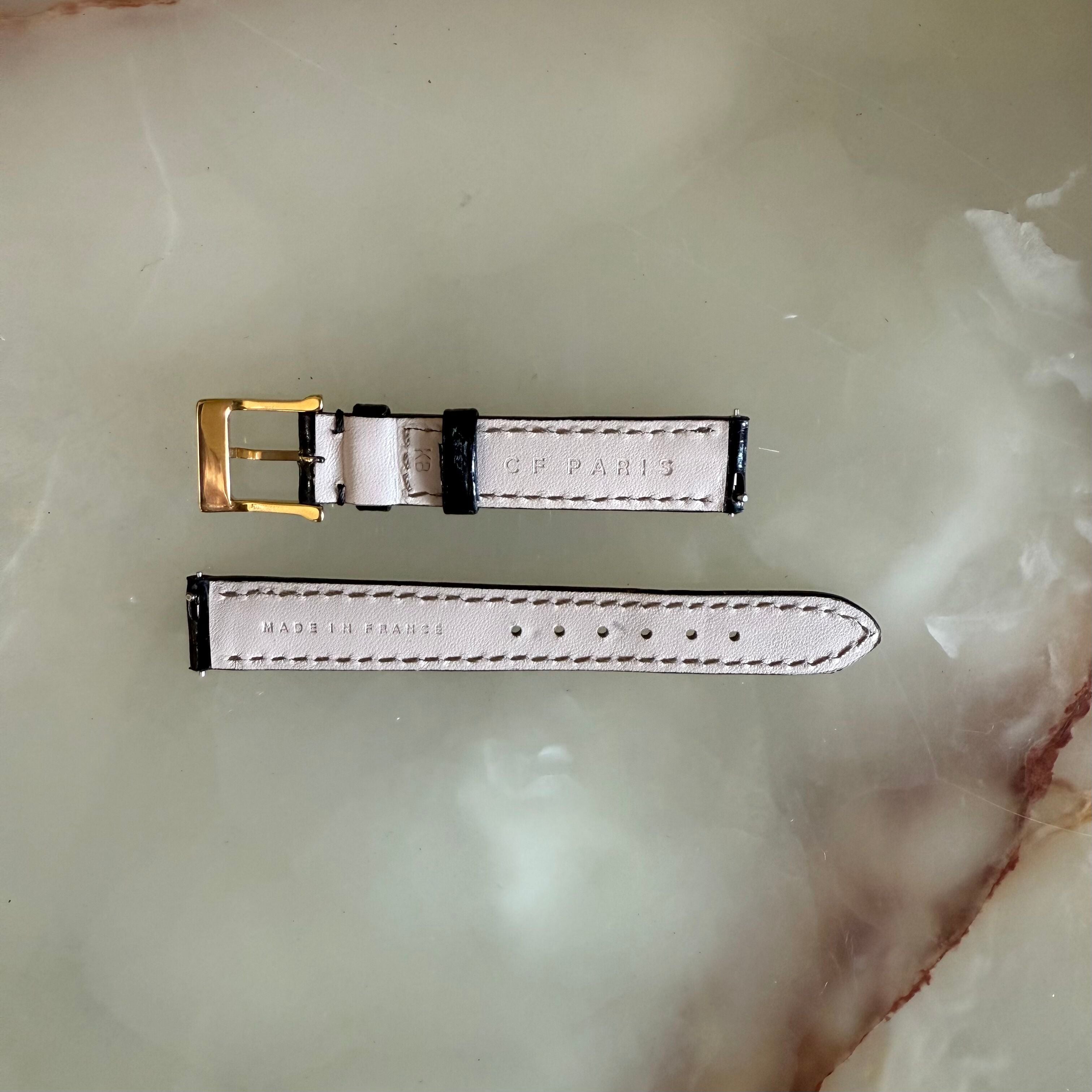 Authentic Camille Fournet Black Alligator Watch Strap Band 14mm w Buckle
