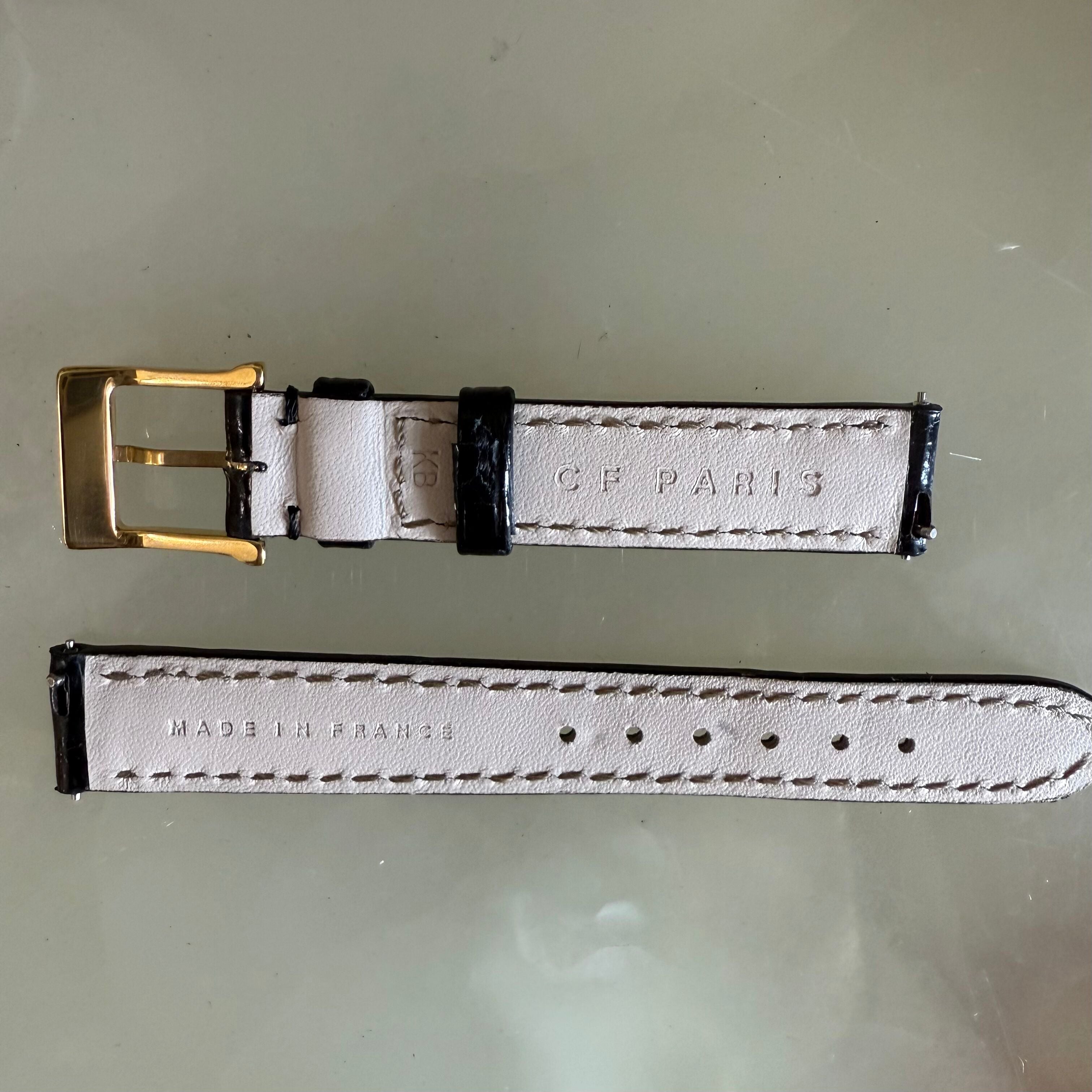 Authentic Camille Fournet Black Alligator Watch Strap Band 14mm w Buckle