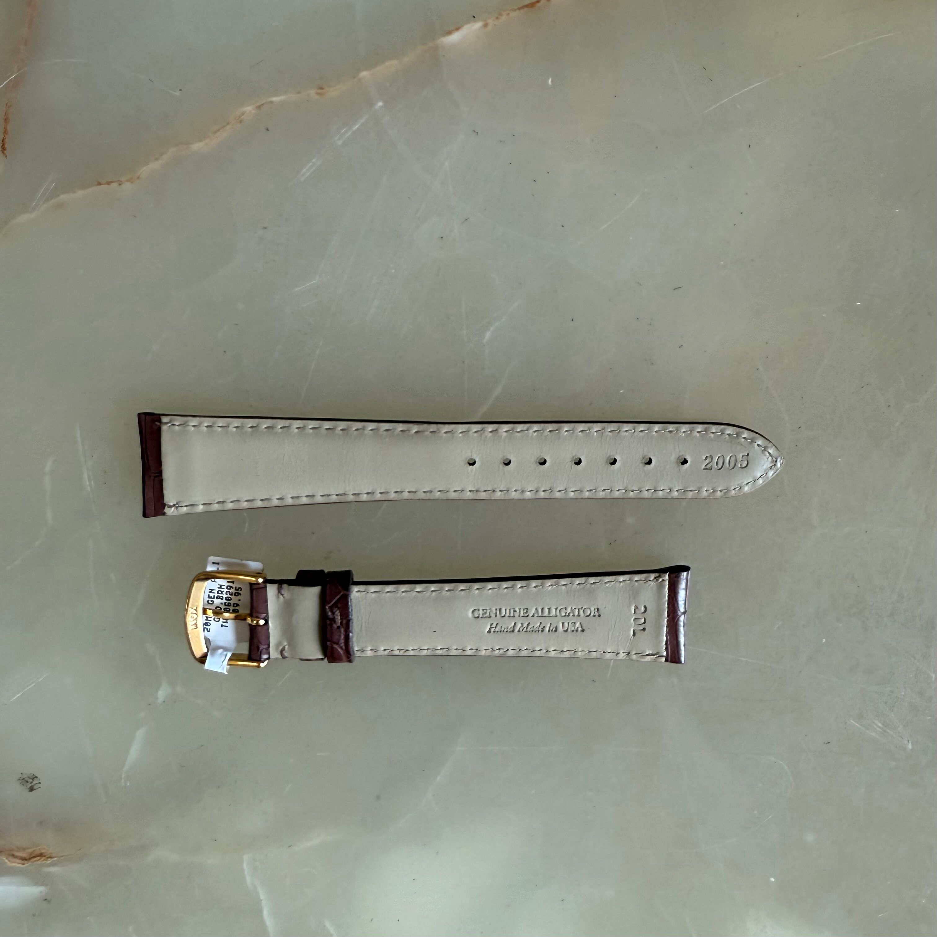 Genuine Alligator Brown Watch Strap Band 20mm Padded & Stitched with Buckle