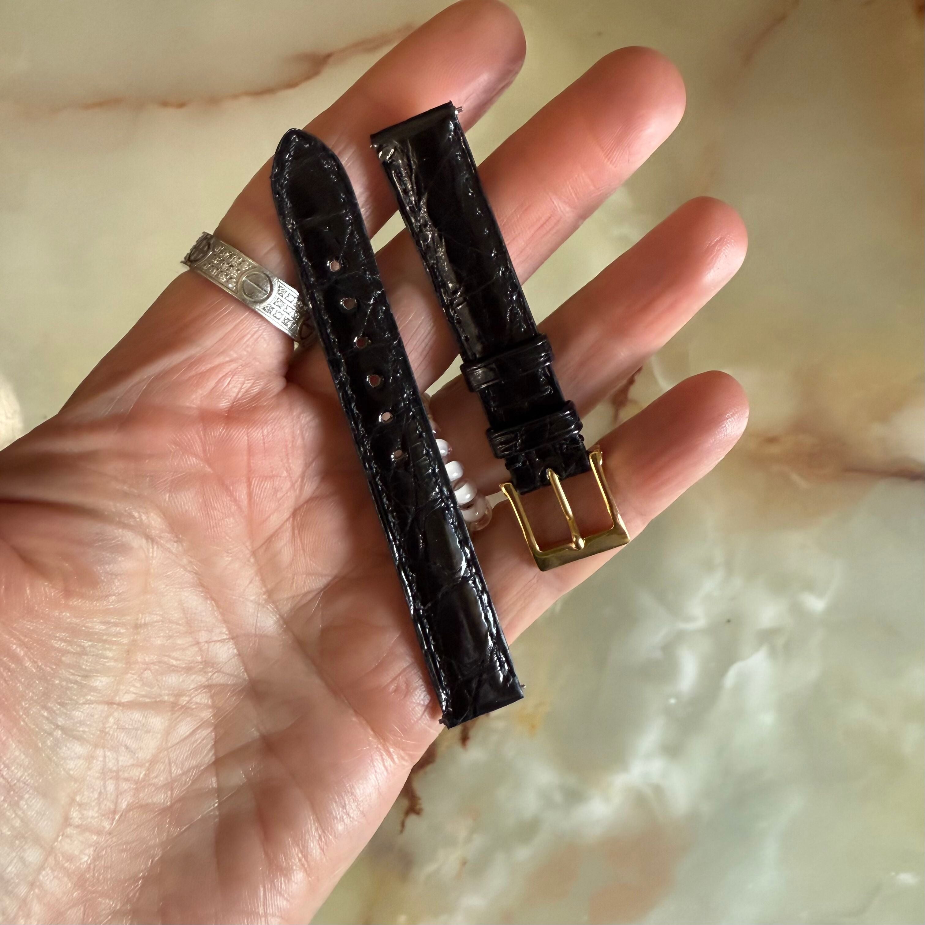 Authentic Camille Fournet Black Alligator Watch Strap Band 14mm w Buckle
