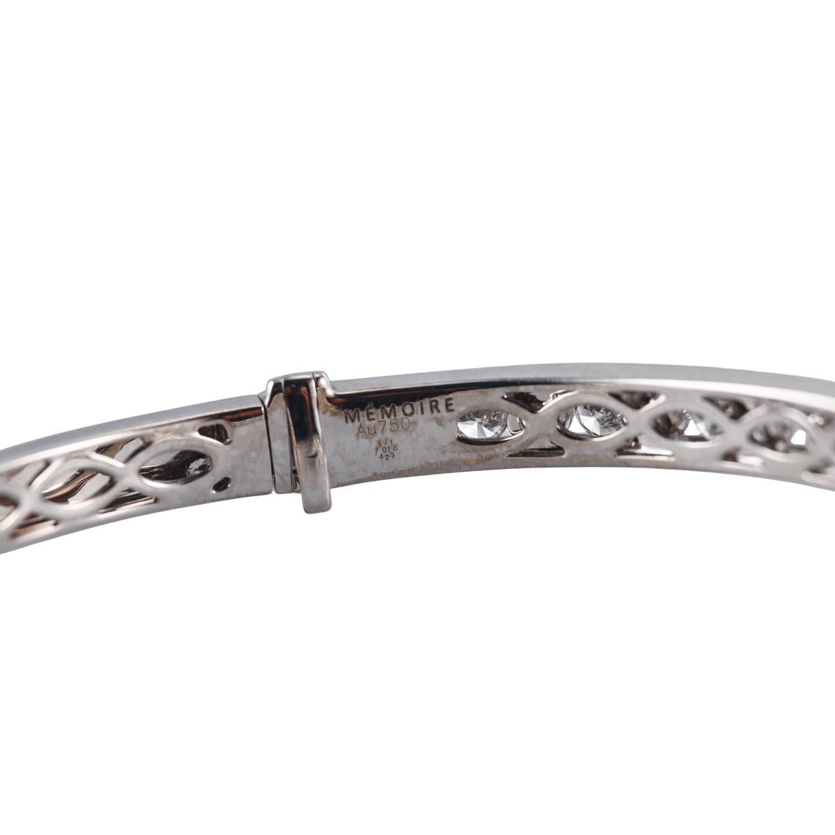 Memoire Channel Set Diamond 18k Gold Bangle Bracelet