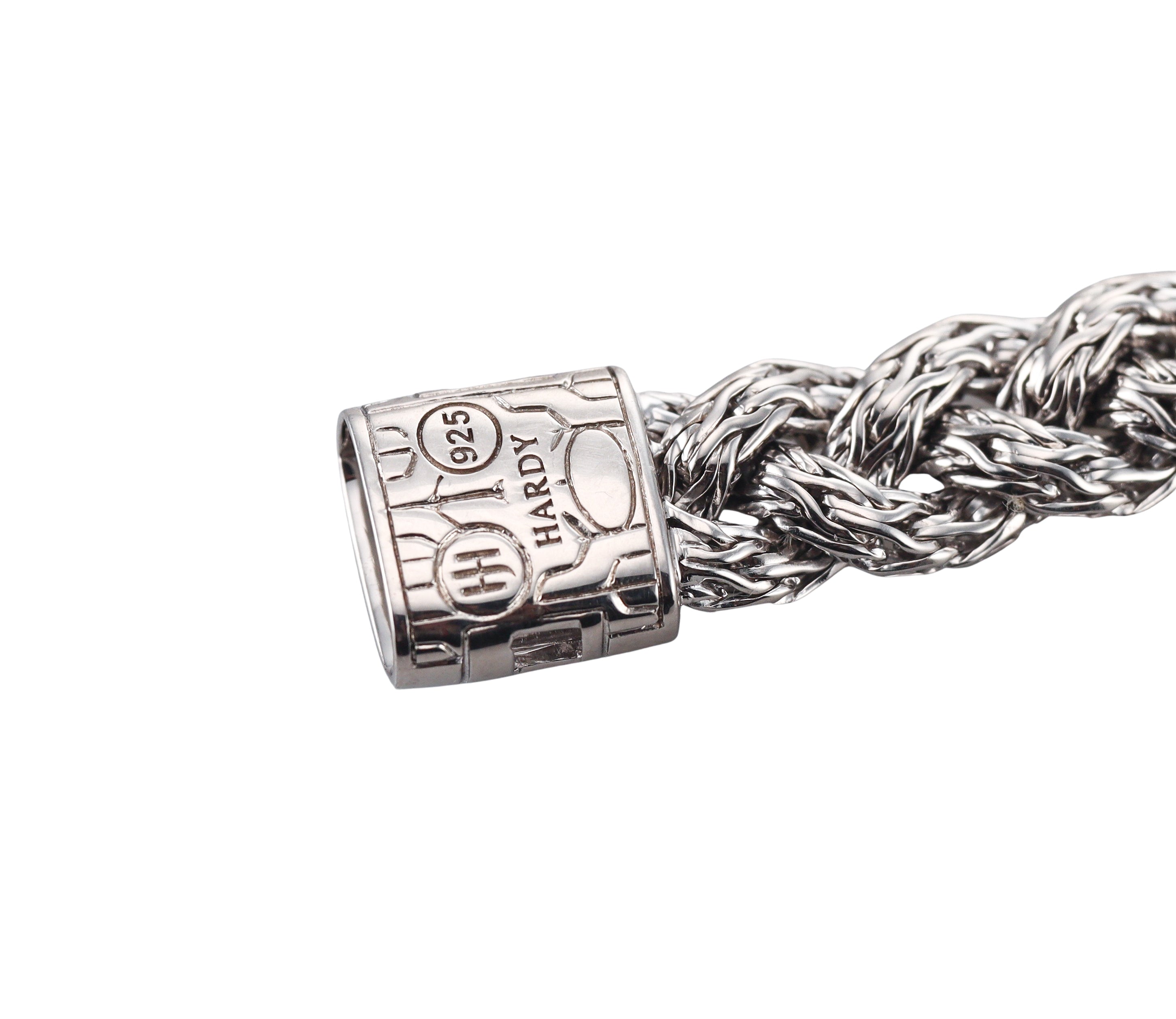 John Hardy Classic Chain Braided Silver Black Diamond Bracelet