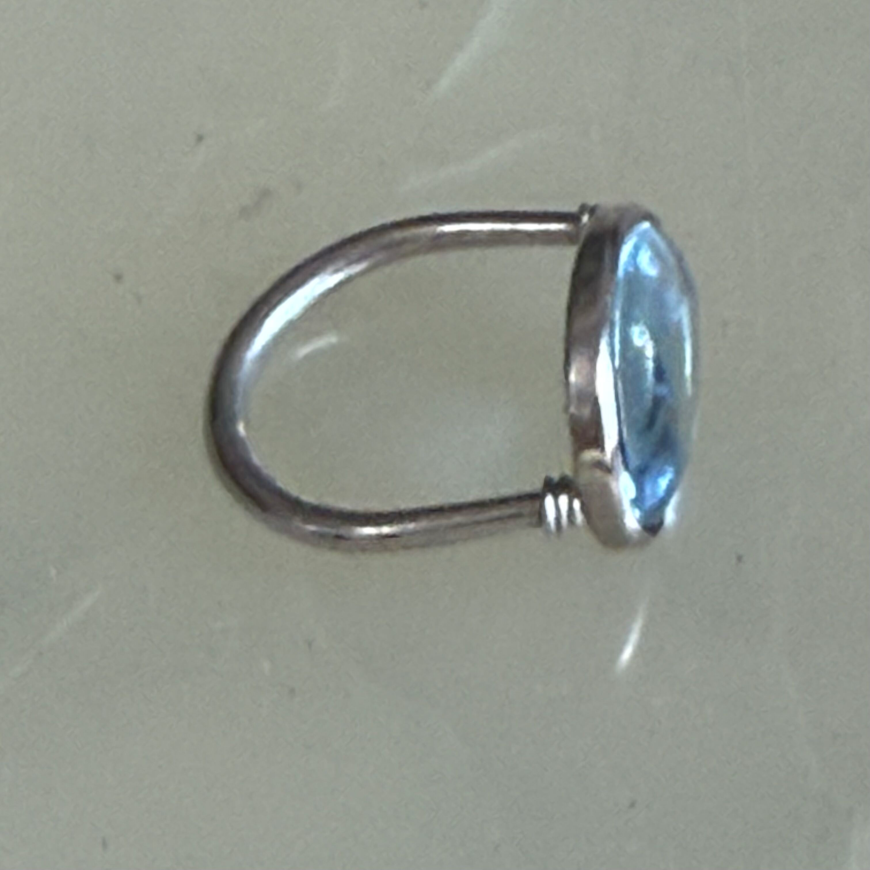 Baccarat Marie Helene de Taillac Sterling Silver Pear Shaped Crystal Blue Ring