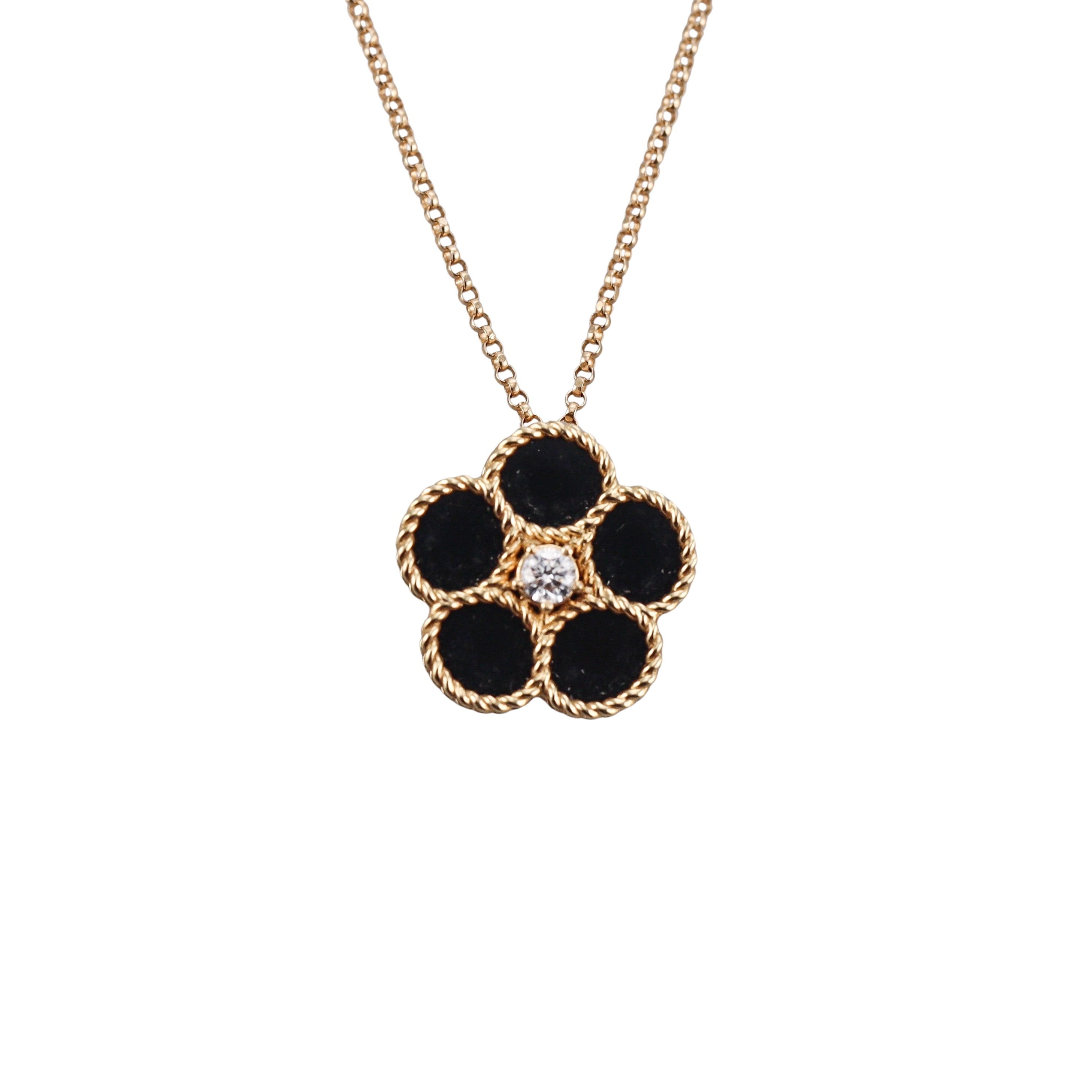 Roberto Coin "Daisy" 18kt Diamond Black Onyx Pendant Necklace