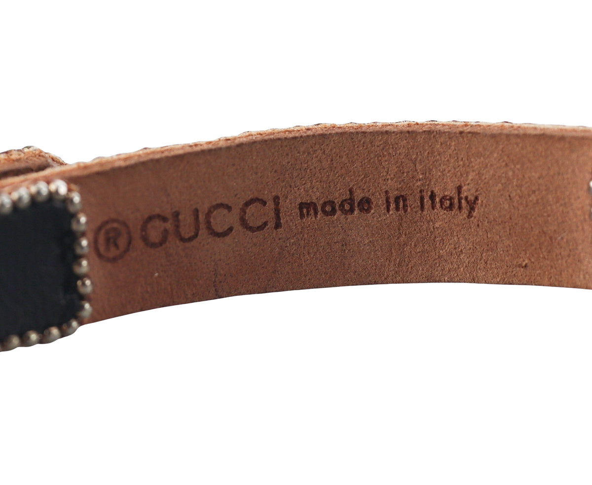 Gucci Crystal Butterfly Leather Bracelet