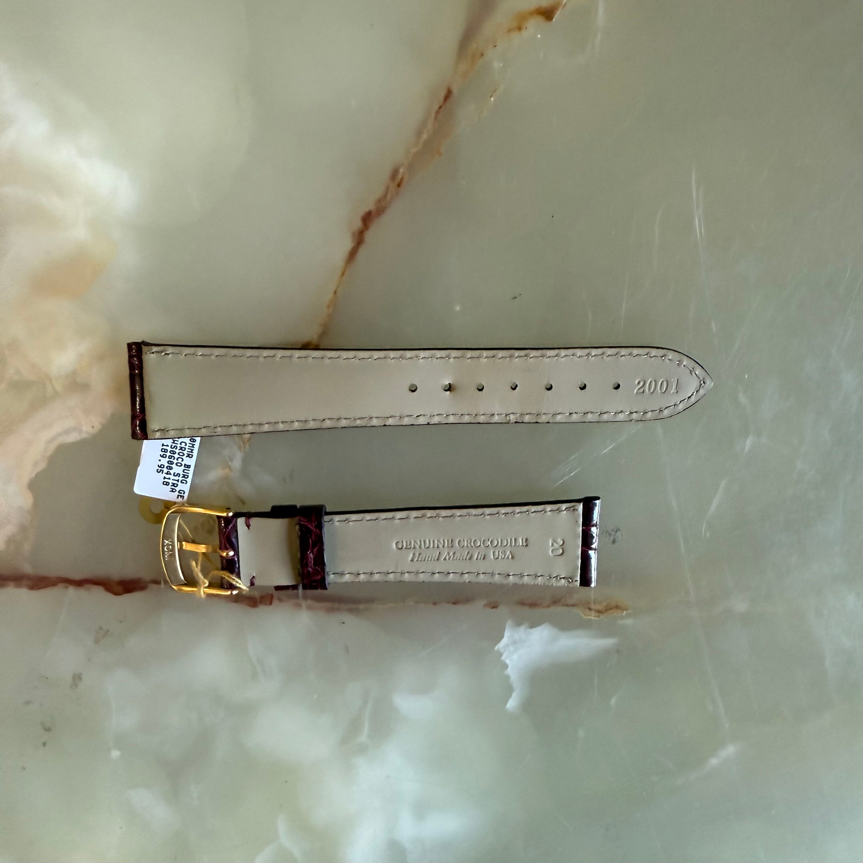Genuine Crocodile Burgundy Watch Strap Band 20mm Padded & Stitched w Buckle