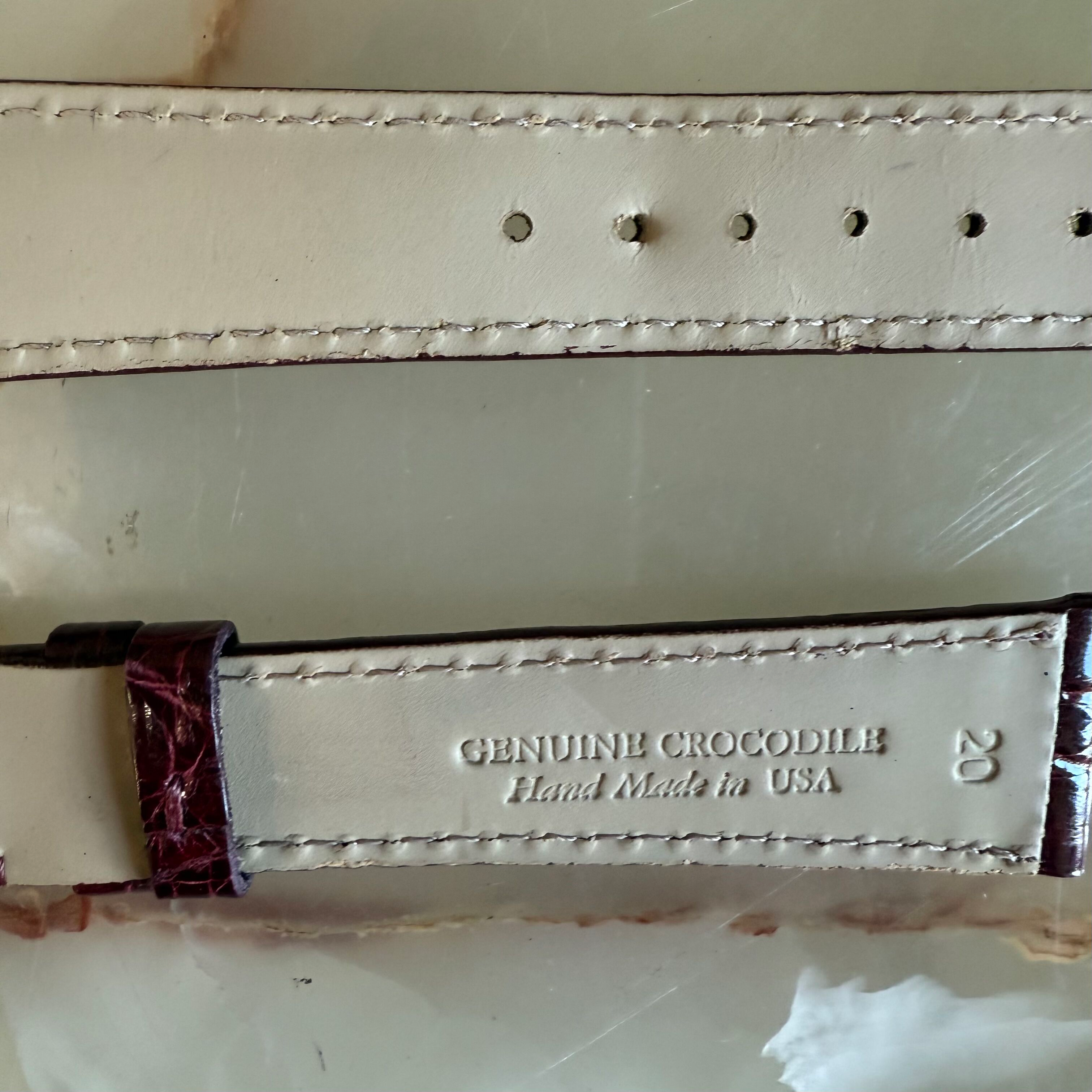 Genuine Crocodile Burgundy Watch Strap Band 20mm Padded & Stitched w Buckle