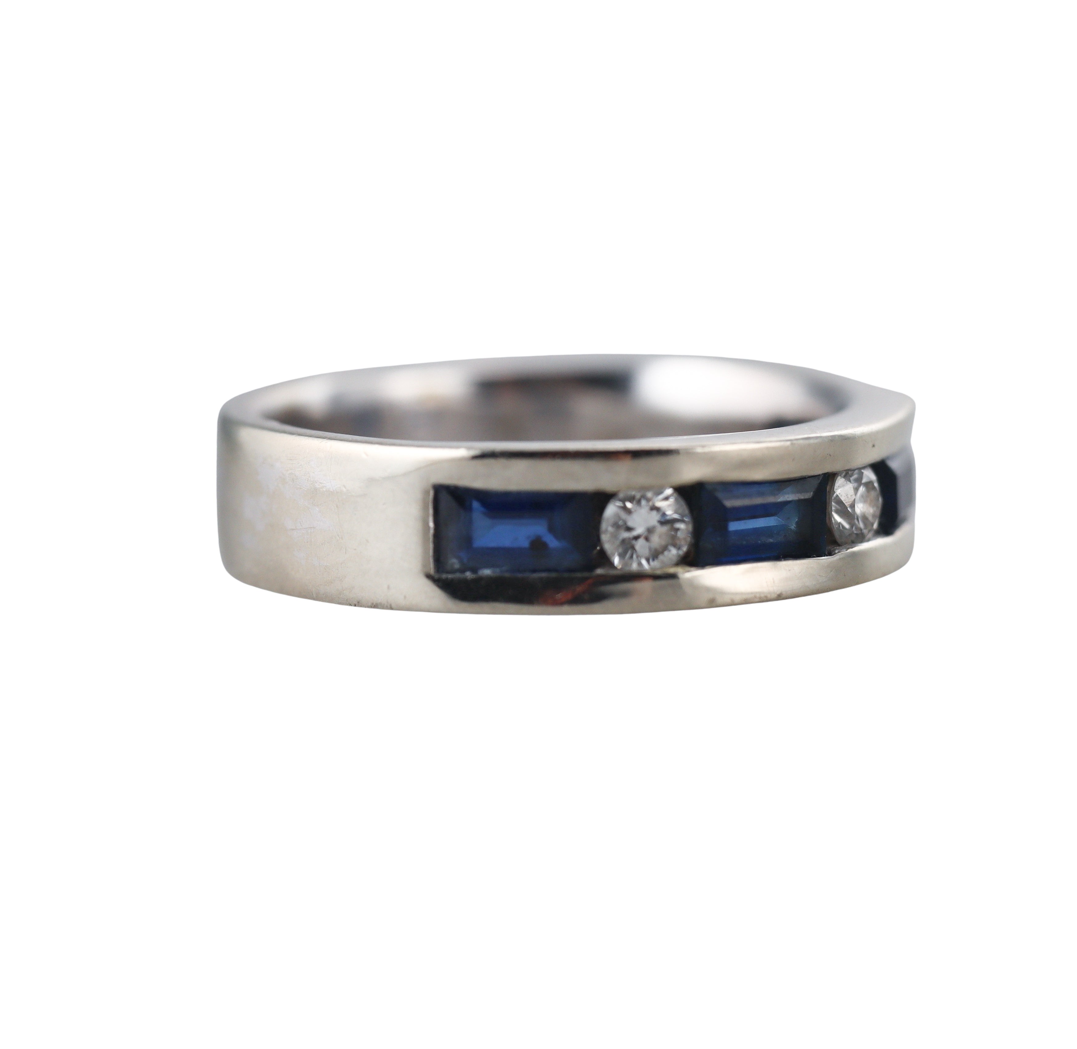 14k Gold Diamond Sapphire Wedding Half Band Ring