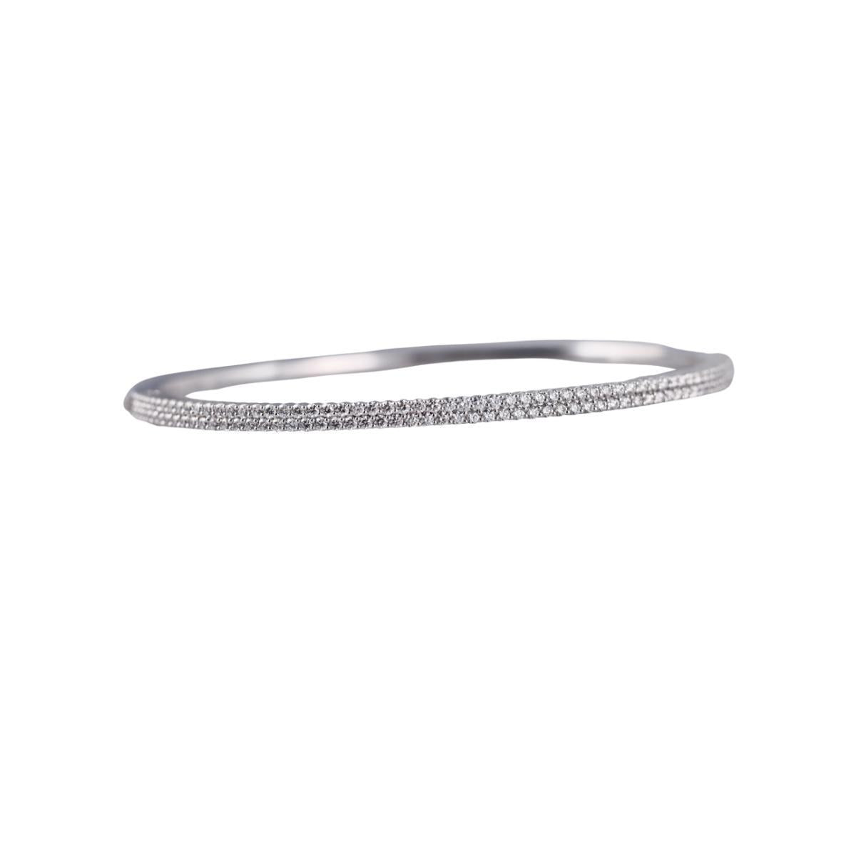 Memoire Paramount 18k Gold Diamond Double Row Bangle Bracelet