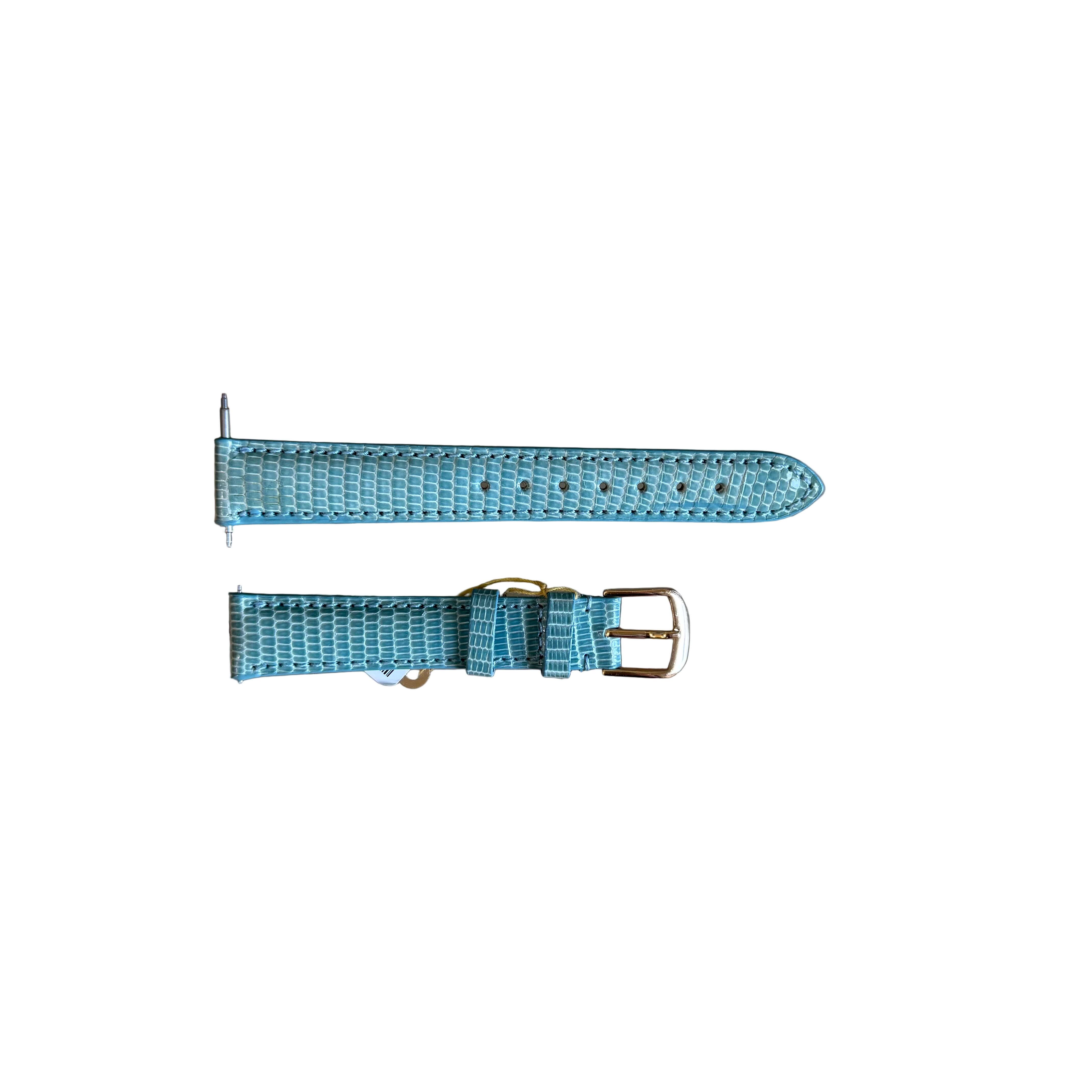 Genuine Lizard Blue Watch Strap Band 16mm Padded & Stitched w Buckle