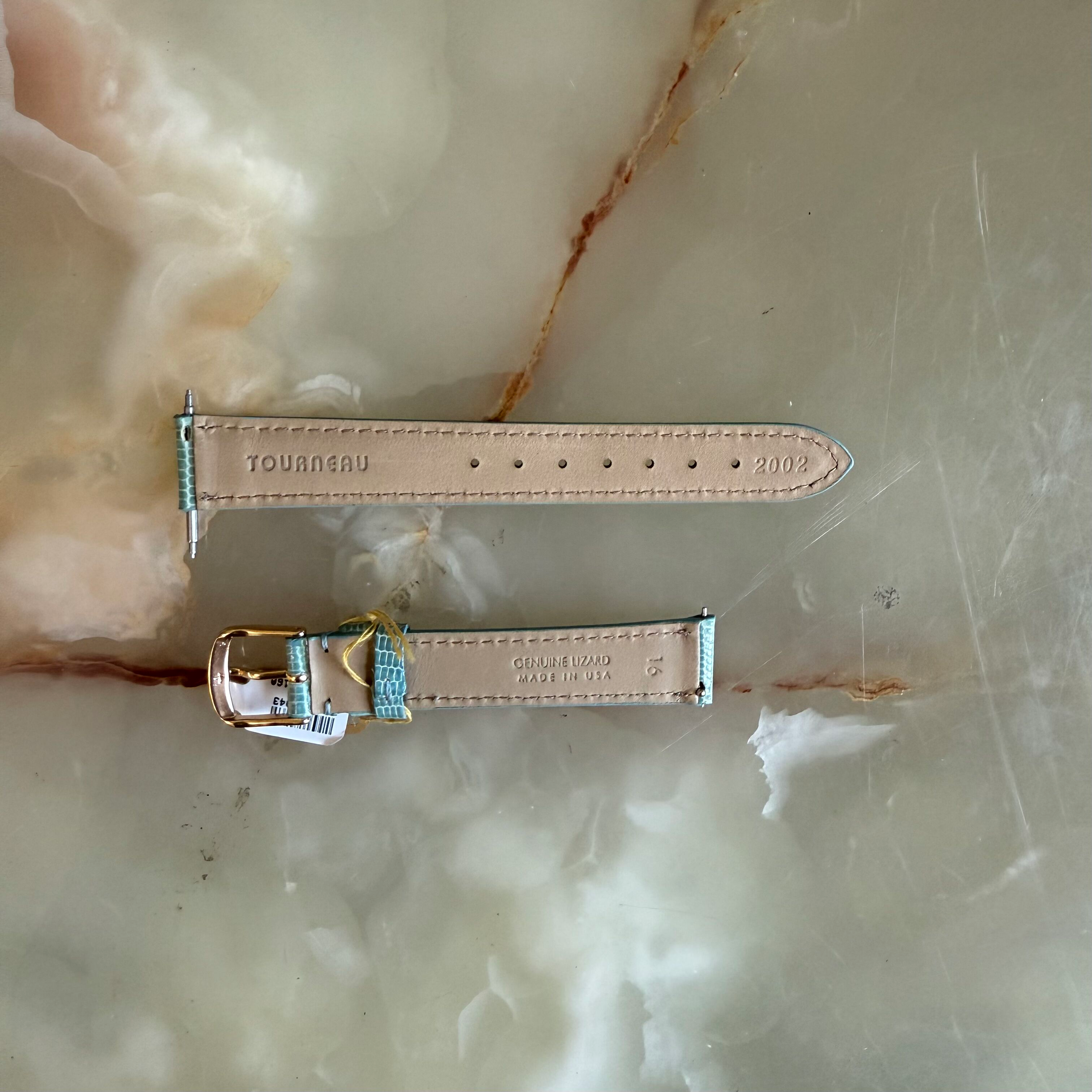 Genuine Lizard Blue Watch Strap Band 16mm Padded & Stitched w Buckle