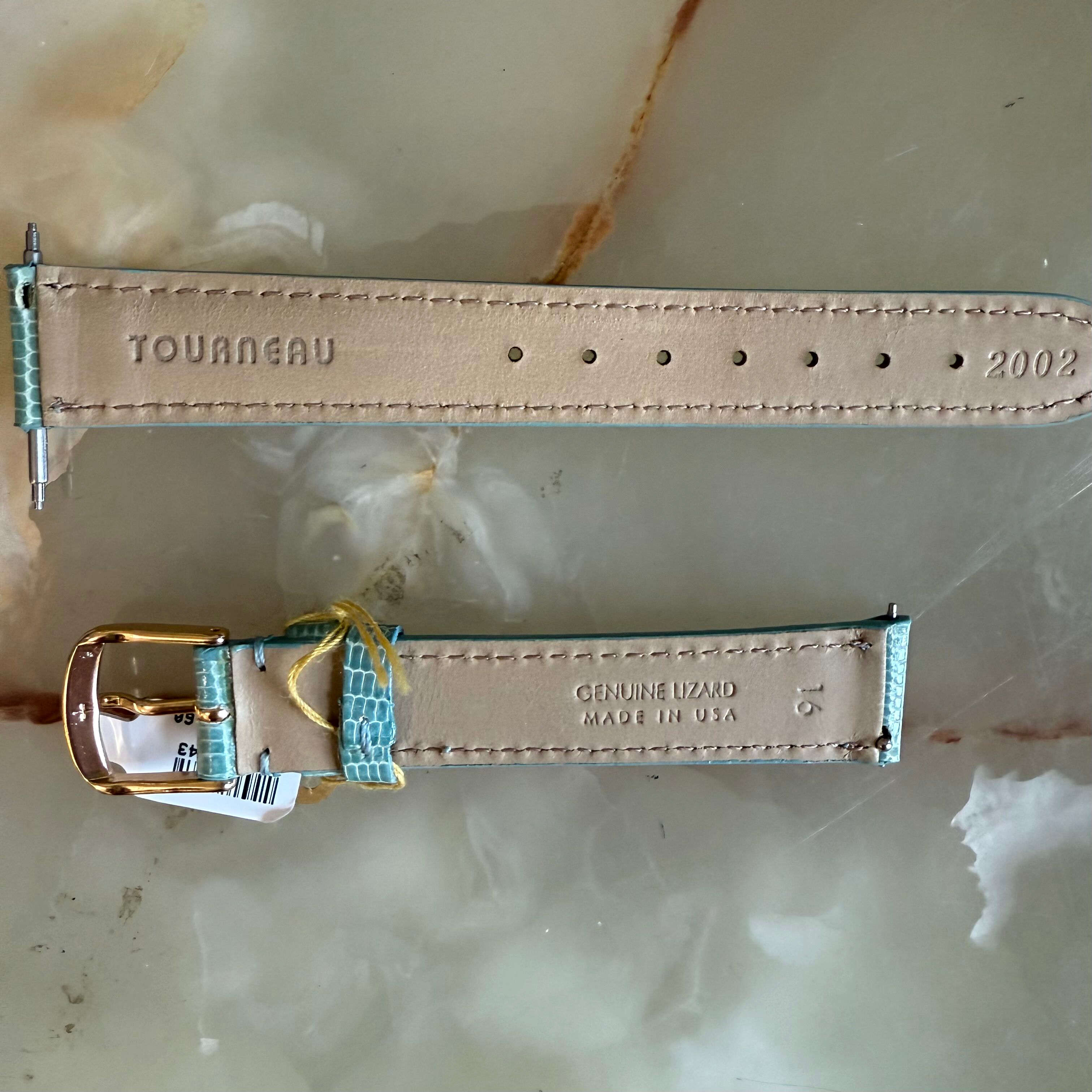 Genuine Lizard Blue Watch Strap Band 16mm Padded & Stitched w Buckle