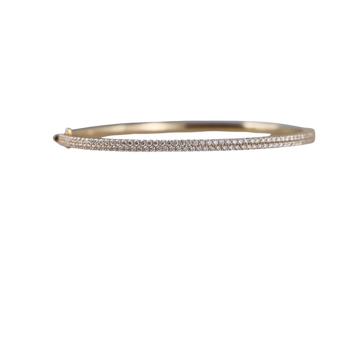 Memoire Paramount 18k Gold Diamond Double Row Bangle Bracelet