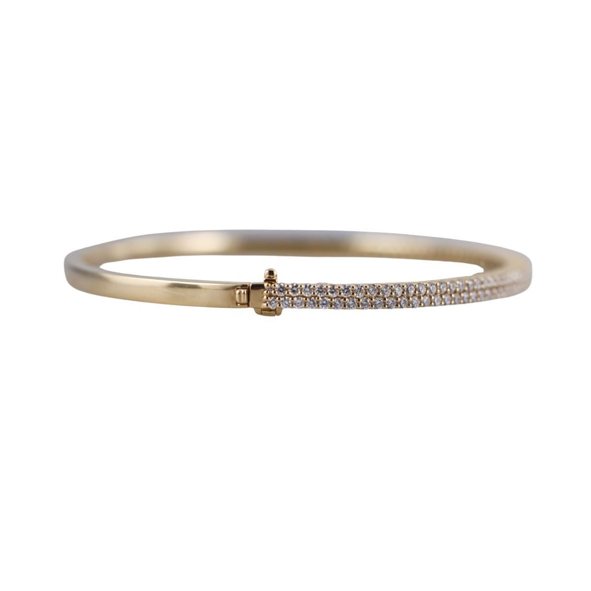 Memoire Paramount 18k Gold Diamond Double Row Bangle Bracelet
