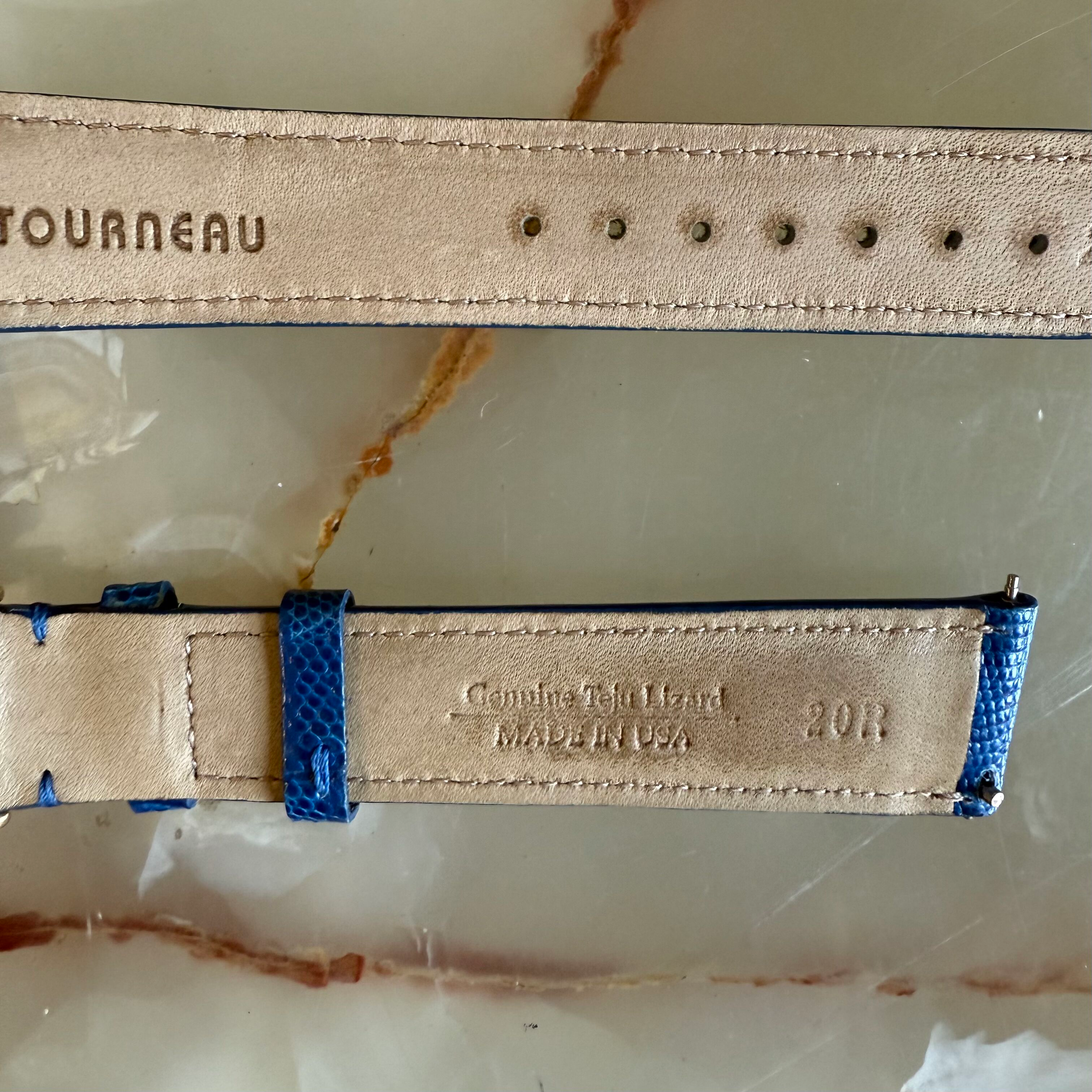 Genuine Lizard Blue Watch Strap Band 20mm Padded & Stitched w Buckle