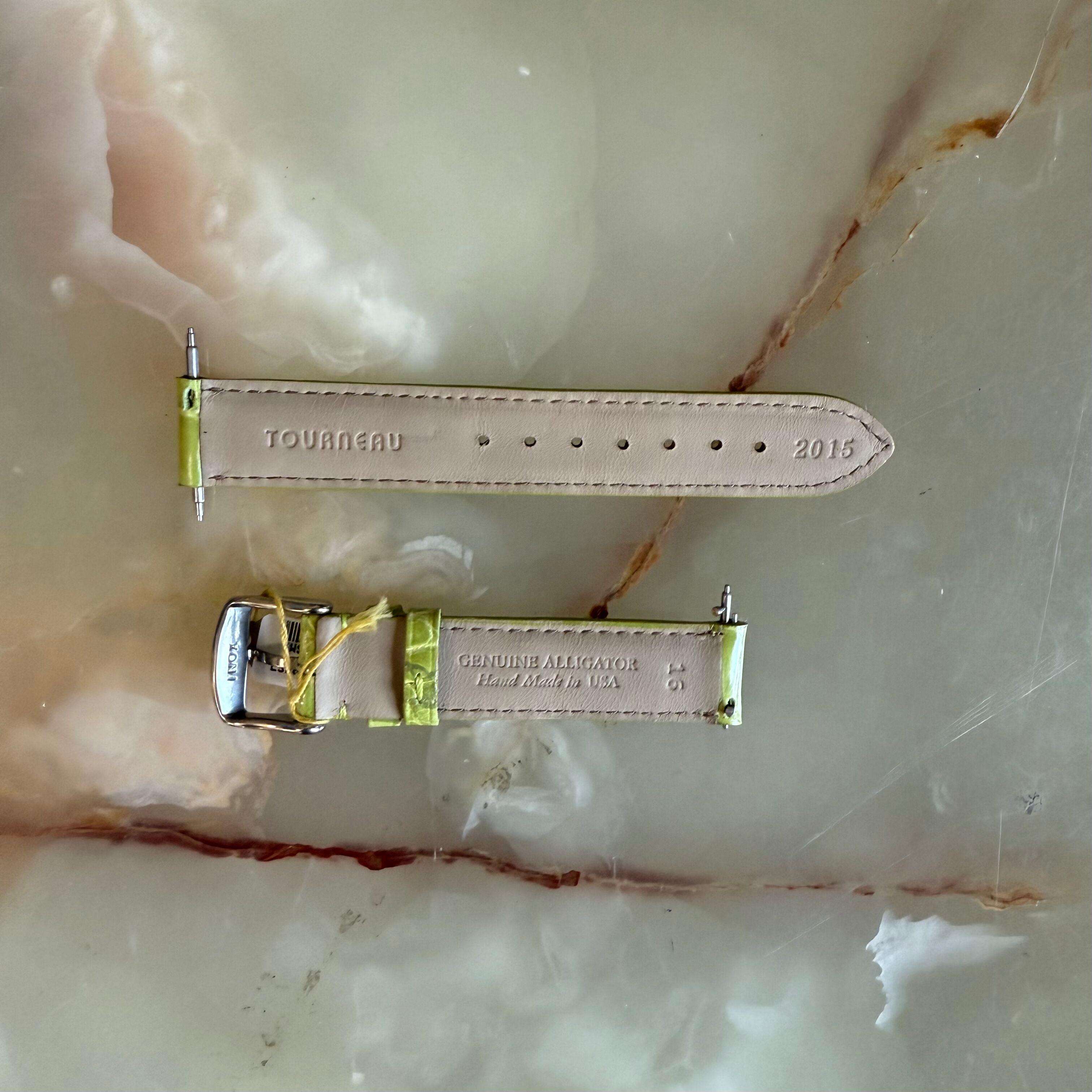Genuine Alligator Green Watch Strap Band 16mm Padded & Stitched w Buckle