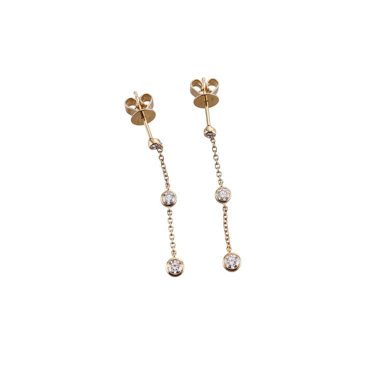 Memoire 18k Gold Diamond Cascade Chain Drop Earrings
