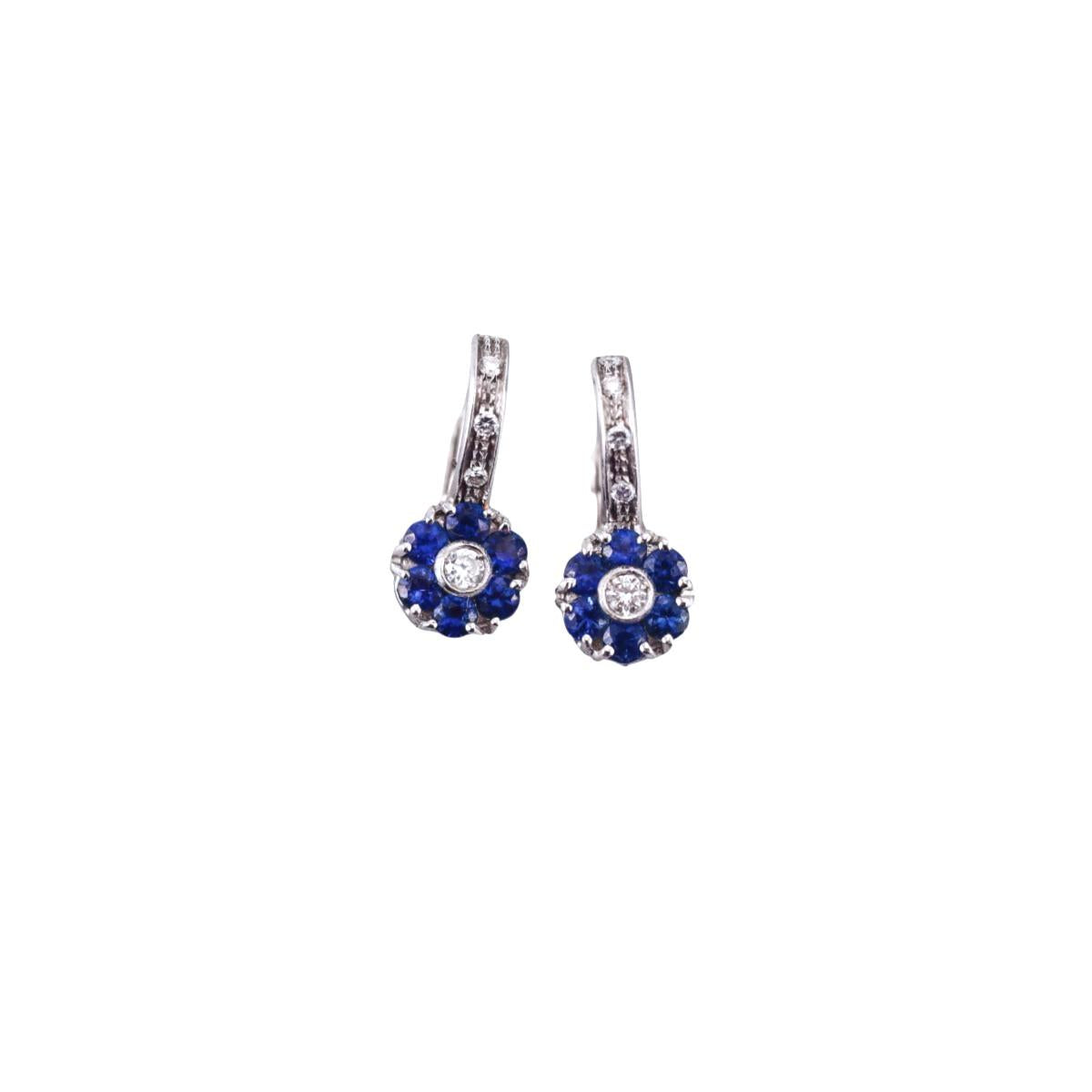 18k Gold Diamond Sapphire Earrings